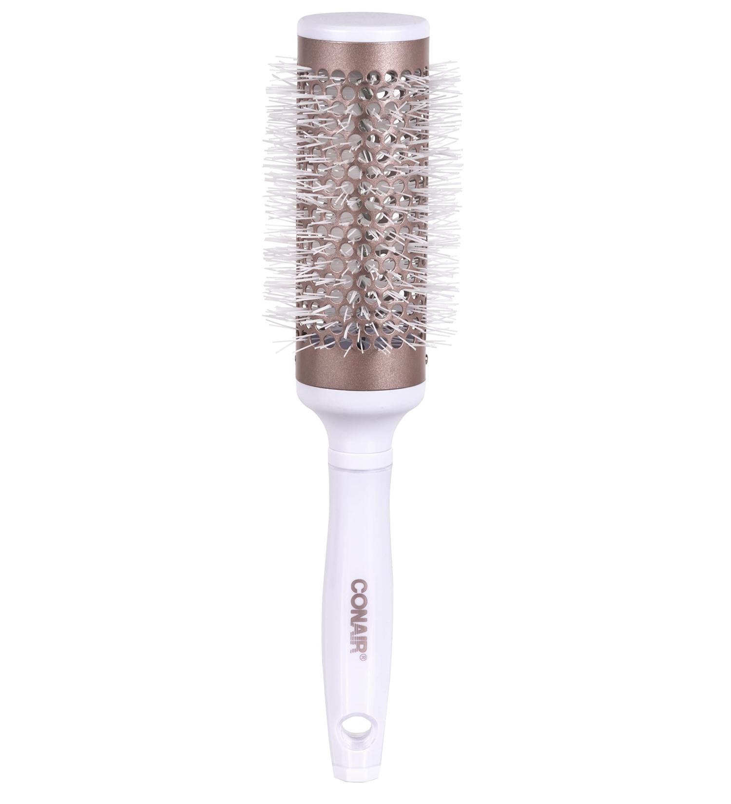 Conair Double Ceramic Thermal Round Blow Drying Brush For Women Men All Hair Types-Lengths (58778WC -4CT) White Thermal Round Brush