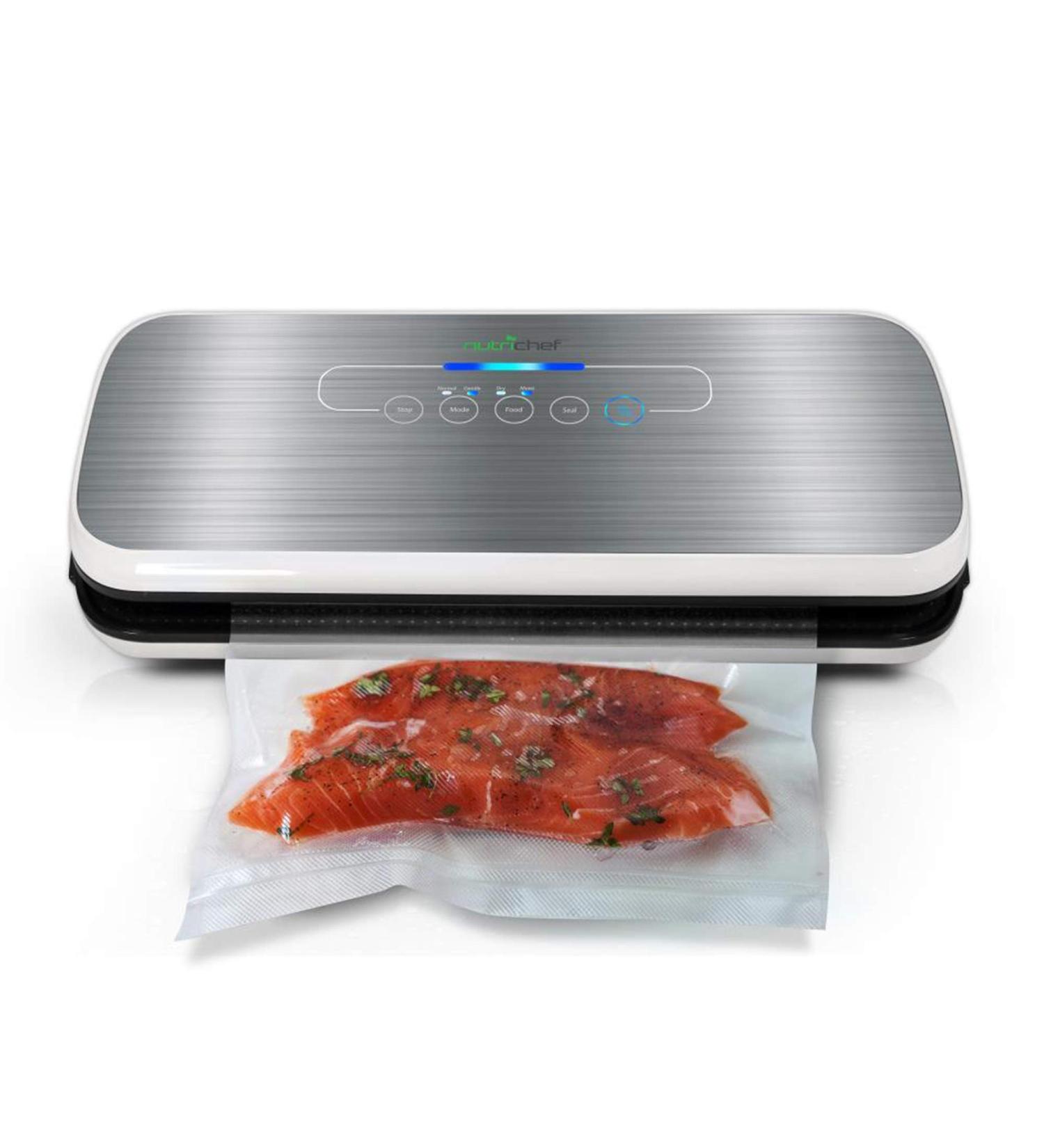 NutriChef PKVS Automatic Vacuum Sealer | Compact Design | Lab Tested | Dry & Moist Food Modes | Silver Vacuum Sealer - Buy Online on GoSupps.com