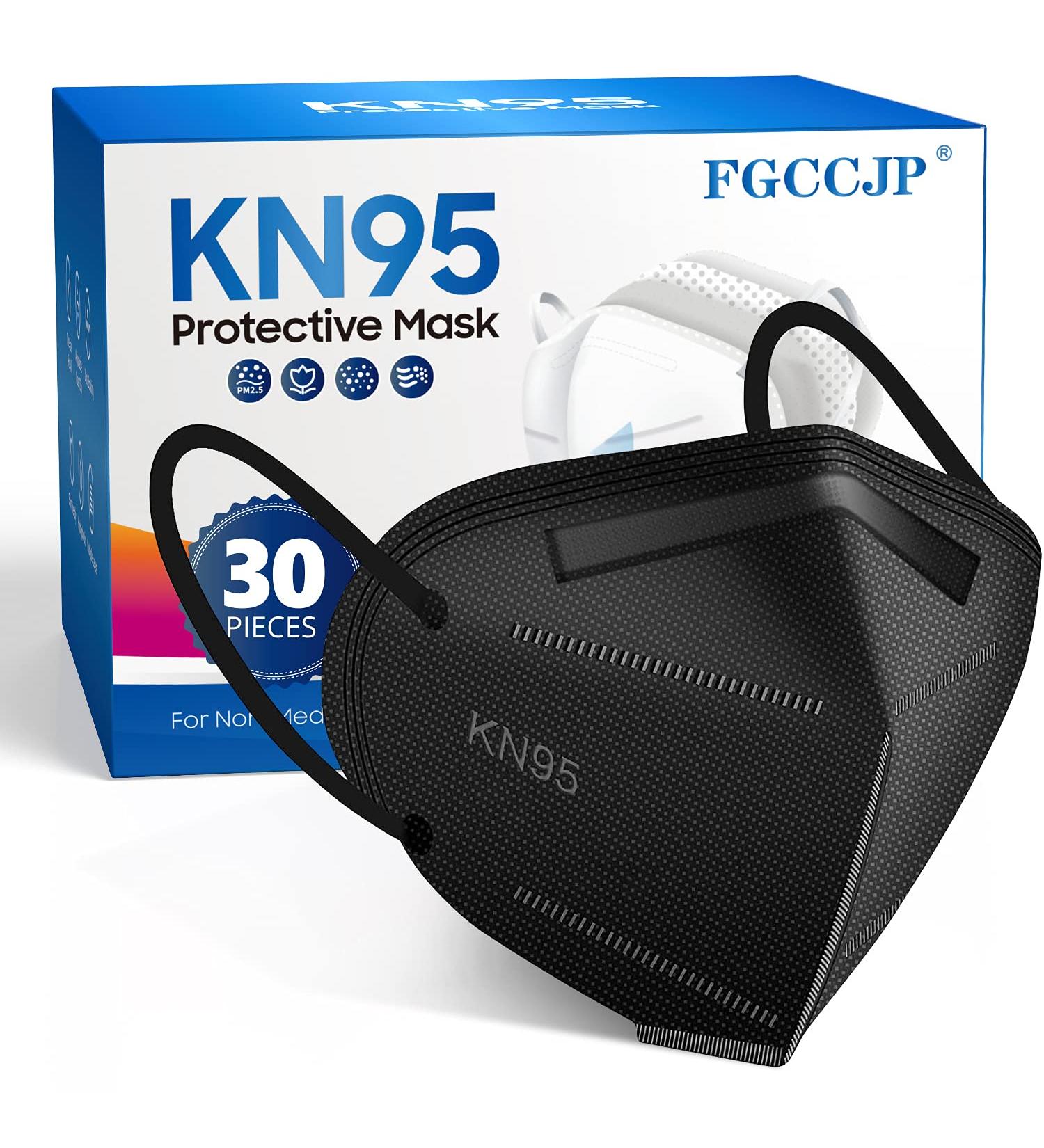 FGCCJP KN95 Face Mask - 30pcs Disposable, 5-Layer Protection, Breathable, Individual Pack - Black for Adults - Buy Online on GoSupps.com