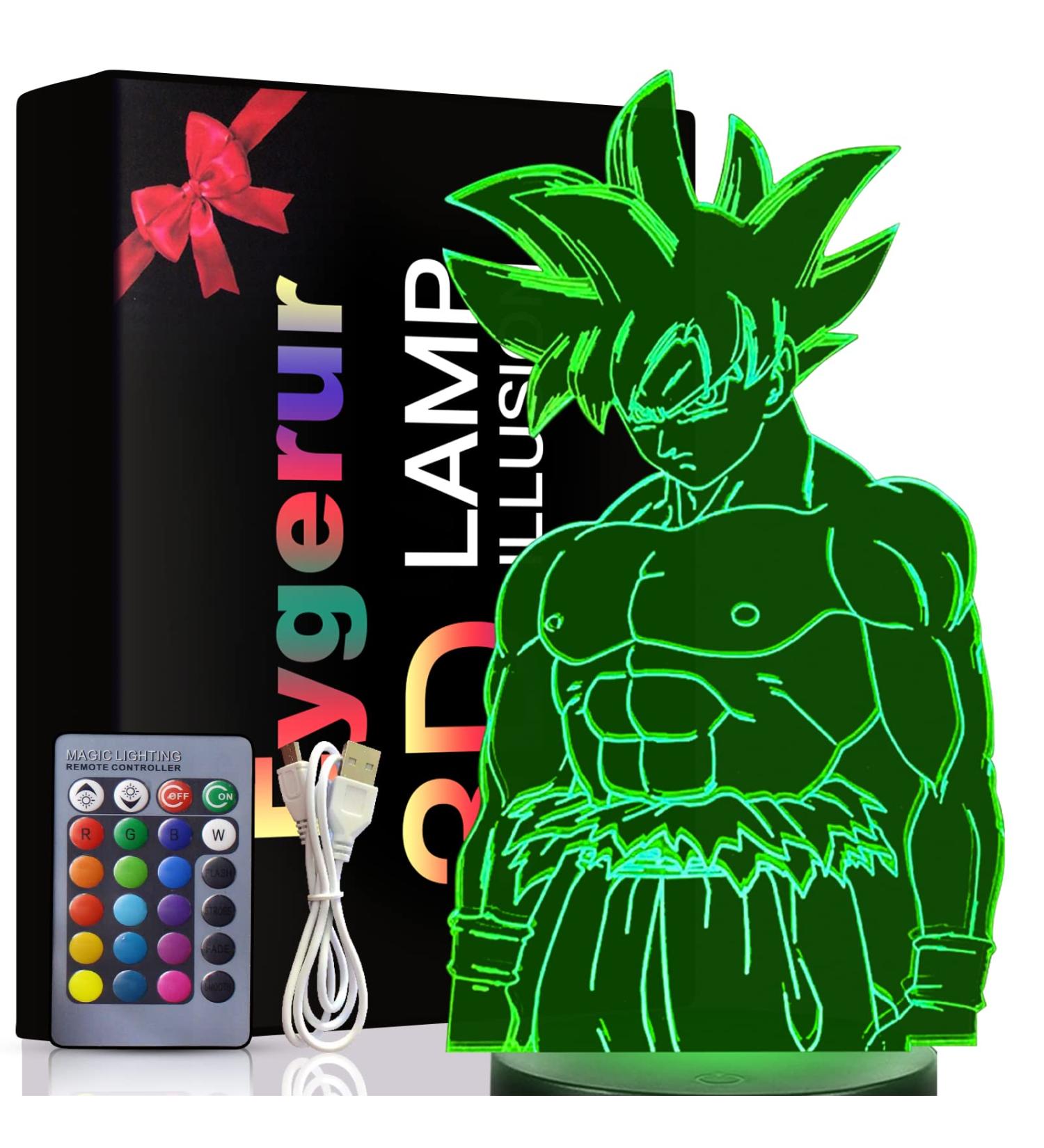 Eygerur Goku 3D LED Night Light with Remote Control - 7/16 Colors Changing Anime Lamp for Kids & Fans - Buy Online on GoSupps.com