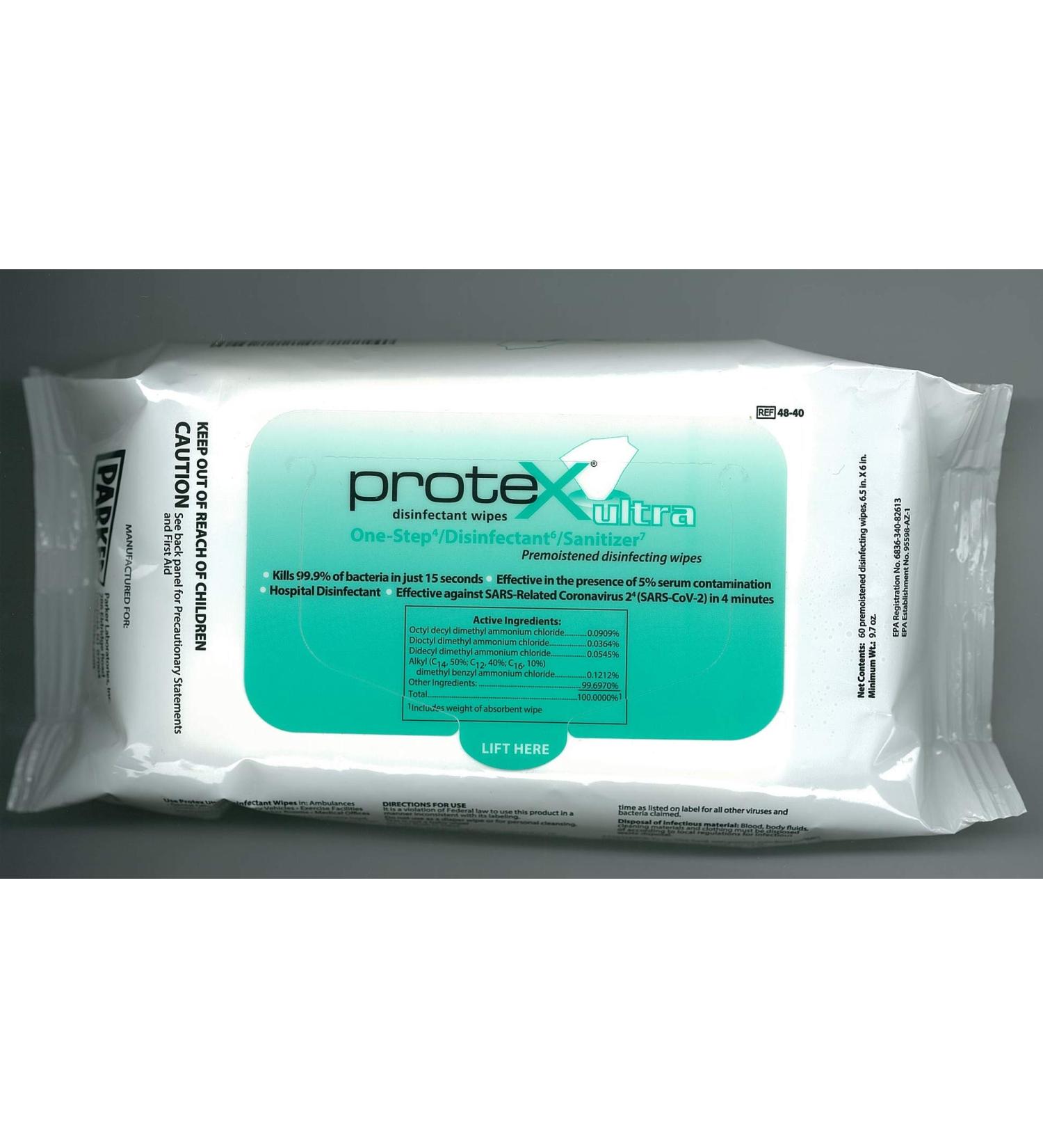 Parker Labs 48-40 Protex Disinfectant Textured Wipes - 6.5" X 6" (Pack of 60 Wipes) (48121)