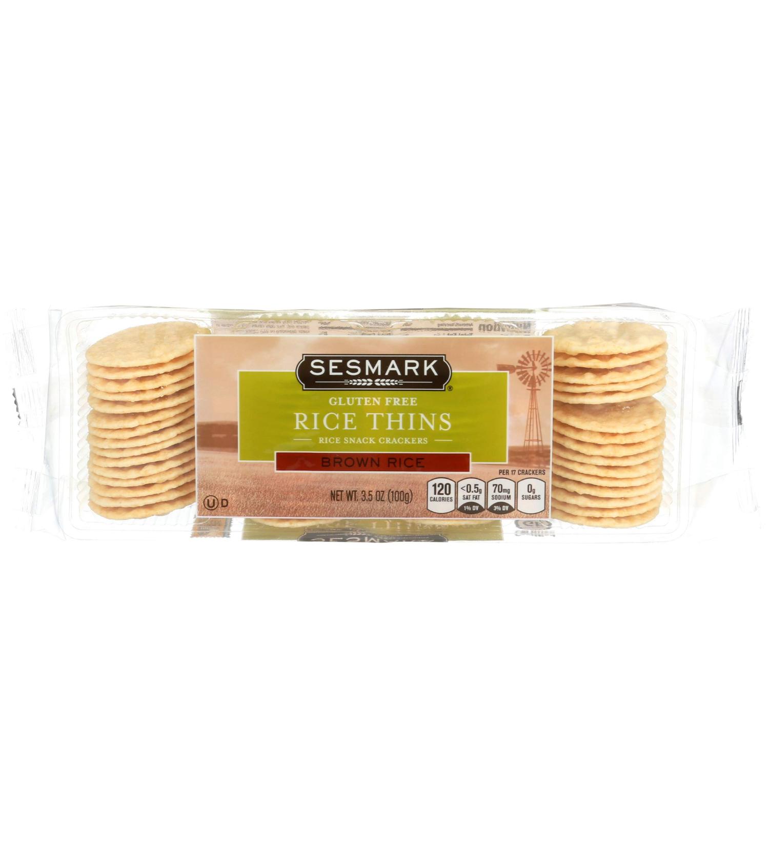 SESMARK Brown Rice Thins 3.5 OZ - Gluten-Free Healthy Snack Option - Buy Online on GoSupps.com