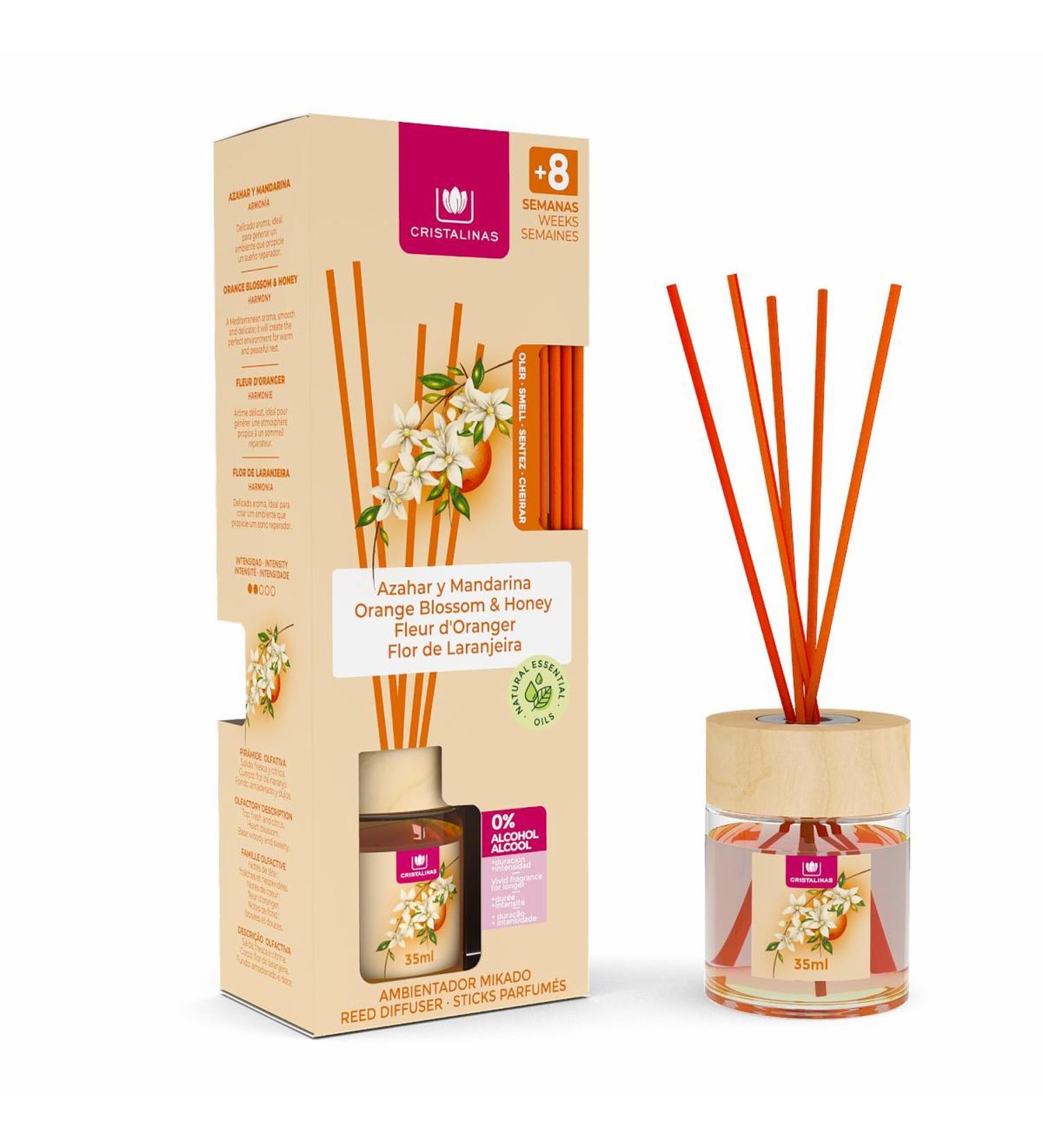 Cristalinas 35ml Orange Blossom Air Fresheners for Home - Reed Diffusers for home - Home Fragrance Lasts upto 8 weeks - Room Diffuser Sticks with Coloured Fragrance Oil - Buy Online on GoSupps.com