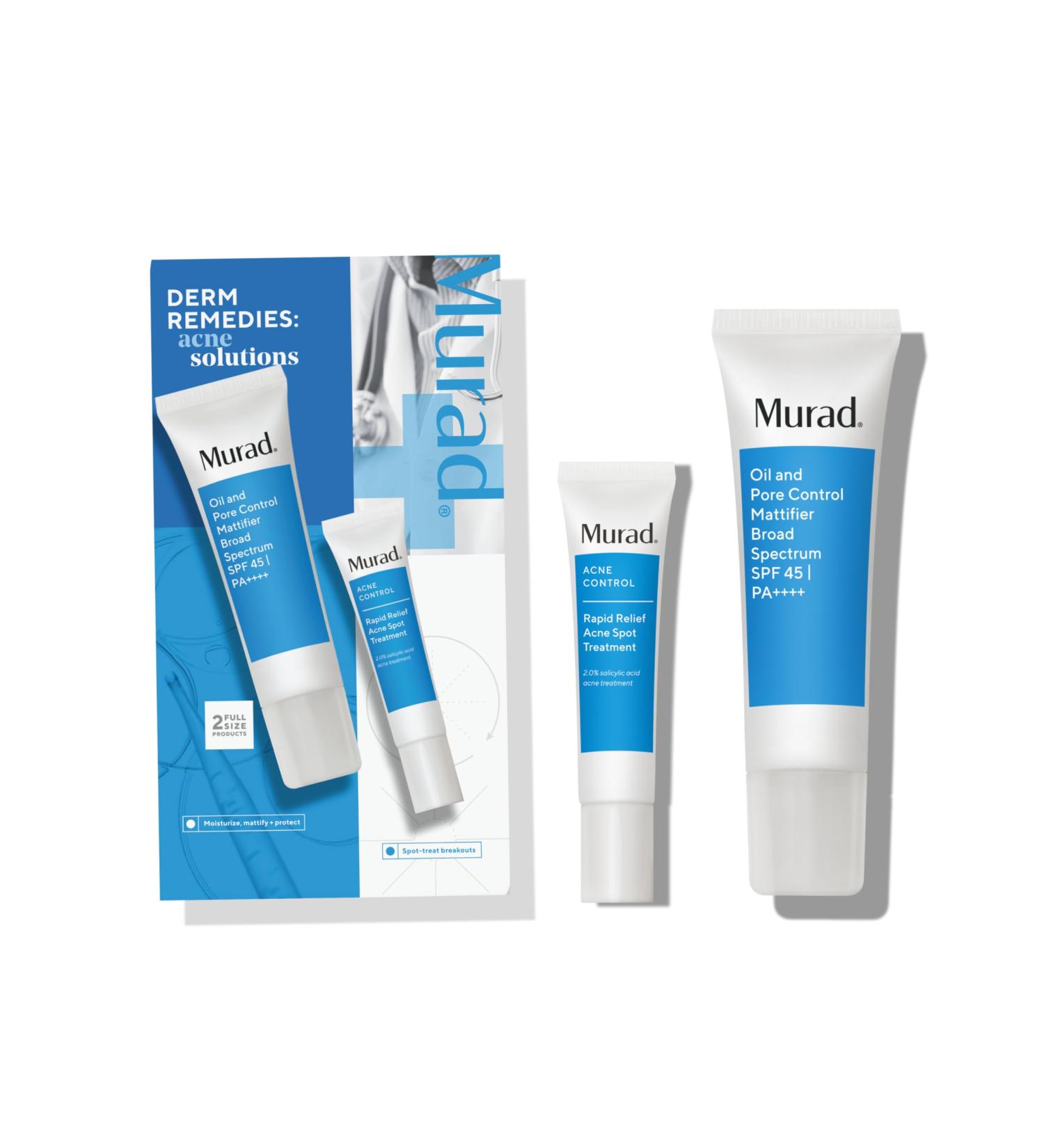 Murad Acne Solutions Value Set | 2-Piece Full Size Skincare Set | Oil Control Mattifier SPF 45 & Rapid Relief Spot Treatment | Shop Internationally - Buy Online on GoSupps.com