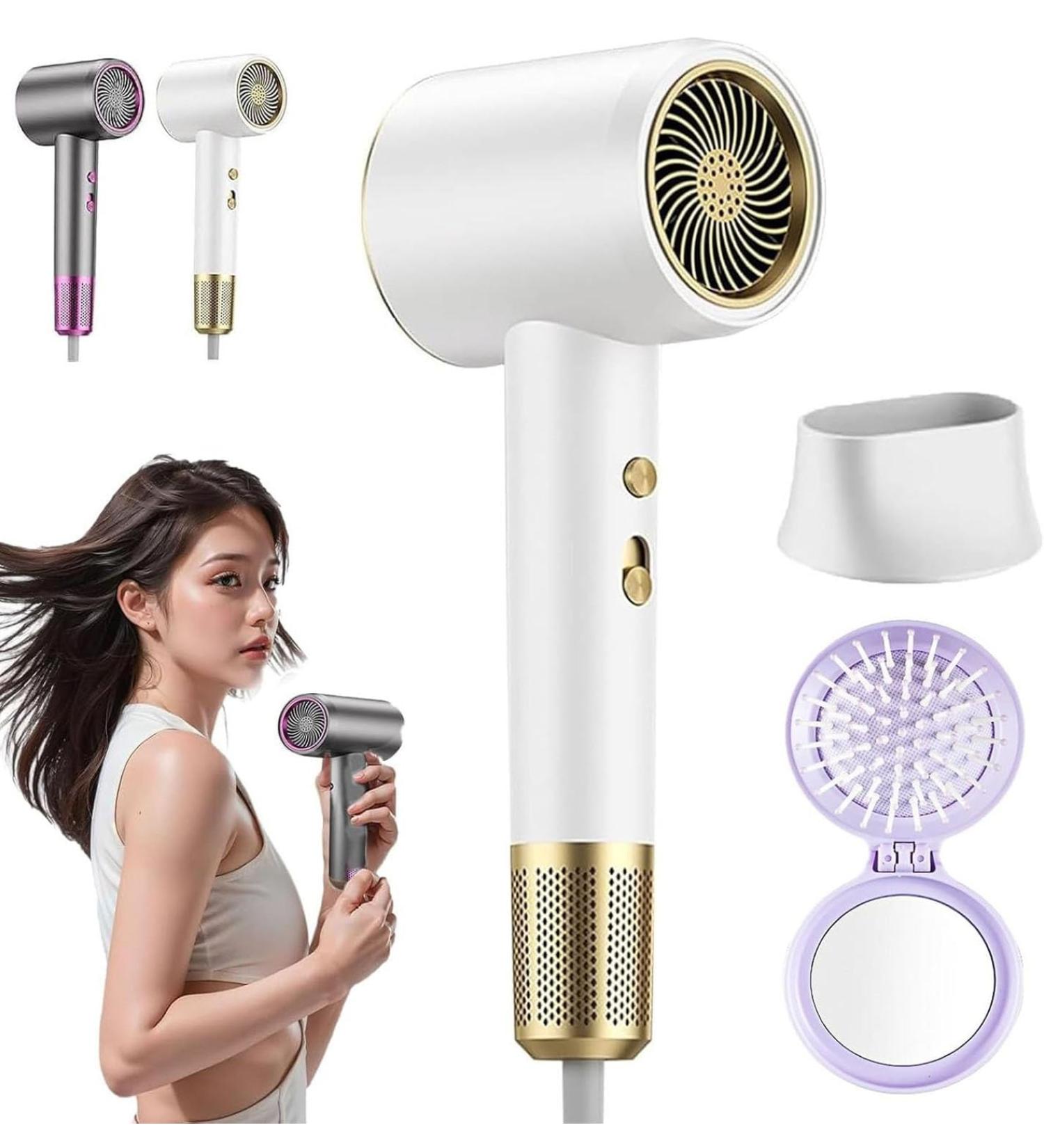 Numoya Hair Dryer Hair Dryer 2400w Adjustable Speed Curly Hair Dryer with Diffuser Low Noise Portable Hair Dryer Travel Size High Speed Hair Dryer(White) - Buy Online on GoSupps.com