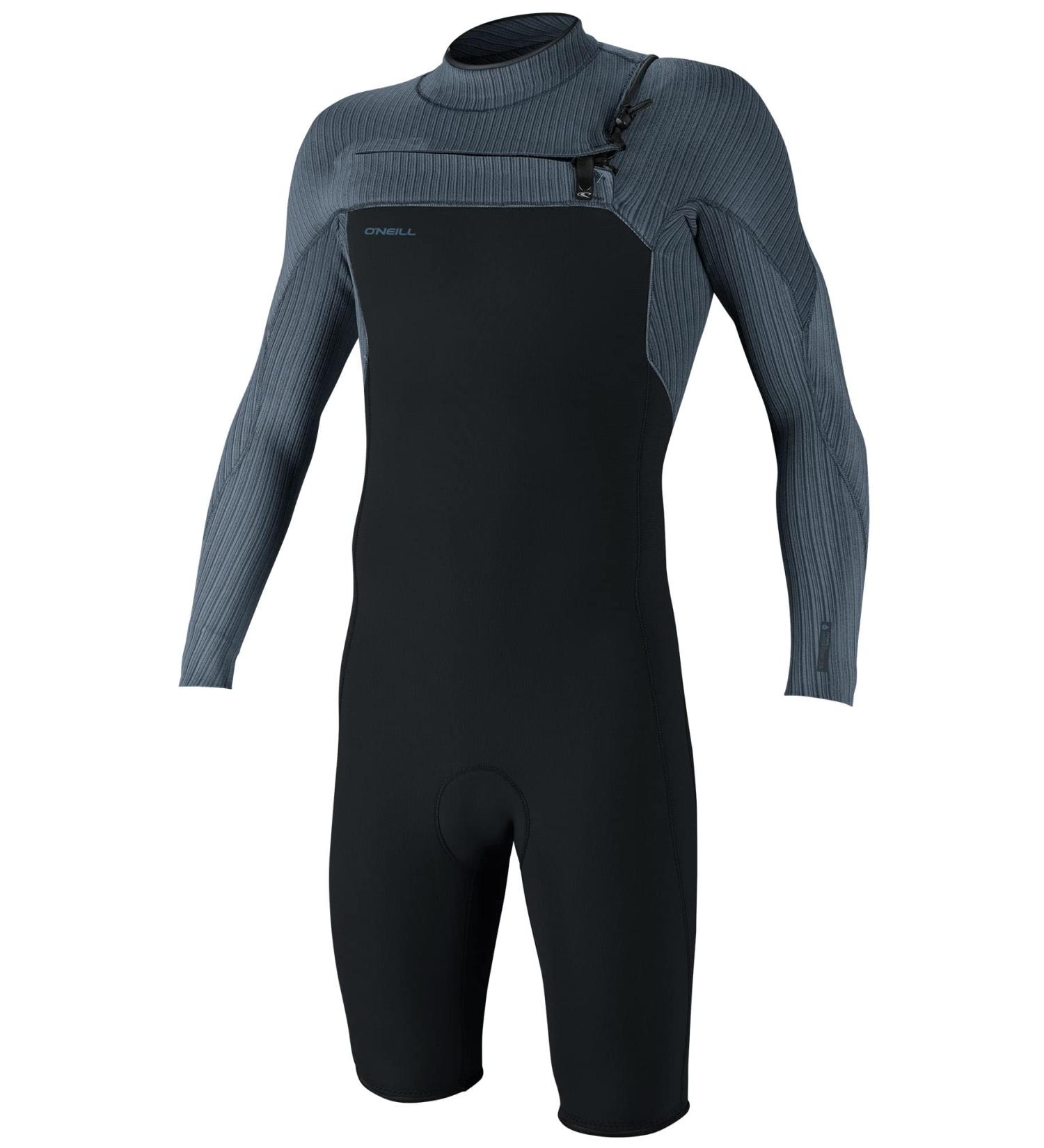 O'Neill Men's Hyperfreak 2mm Chest Zip Longsleeve Spring Wetsuit - X-Large - Gunmetal/Cadet Blue - Buy Online on GoSupps.com