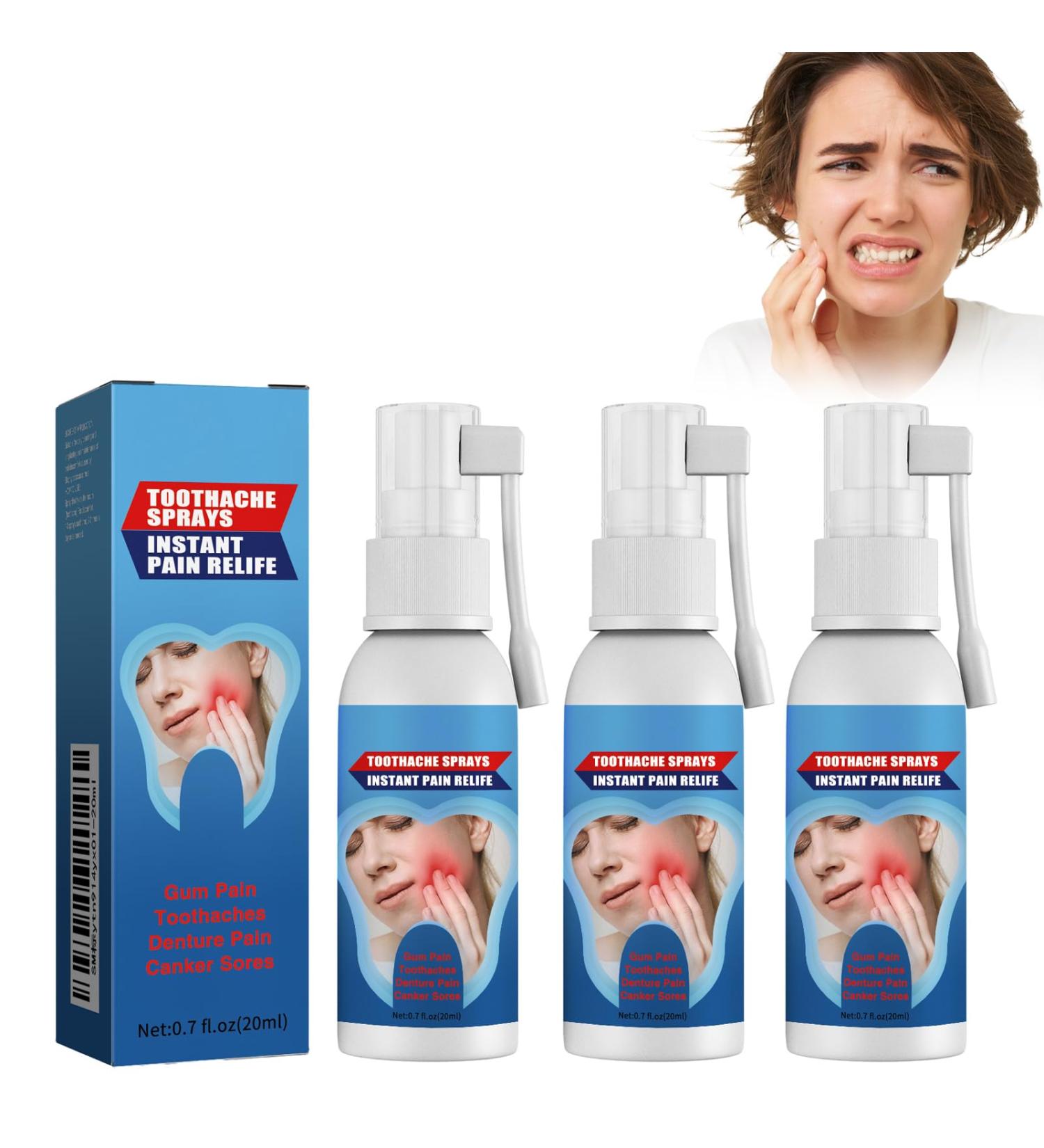 Spray Contre Les Maux De Dents Sprays R paration Des Gencives Spray De Soulagement De La Douleur Dentaire Sprays De Soulagement Des Maux De Dents Dents Gomme Douleur Spray 3 Pcs - Buy Online on GoSupps.com