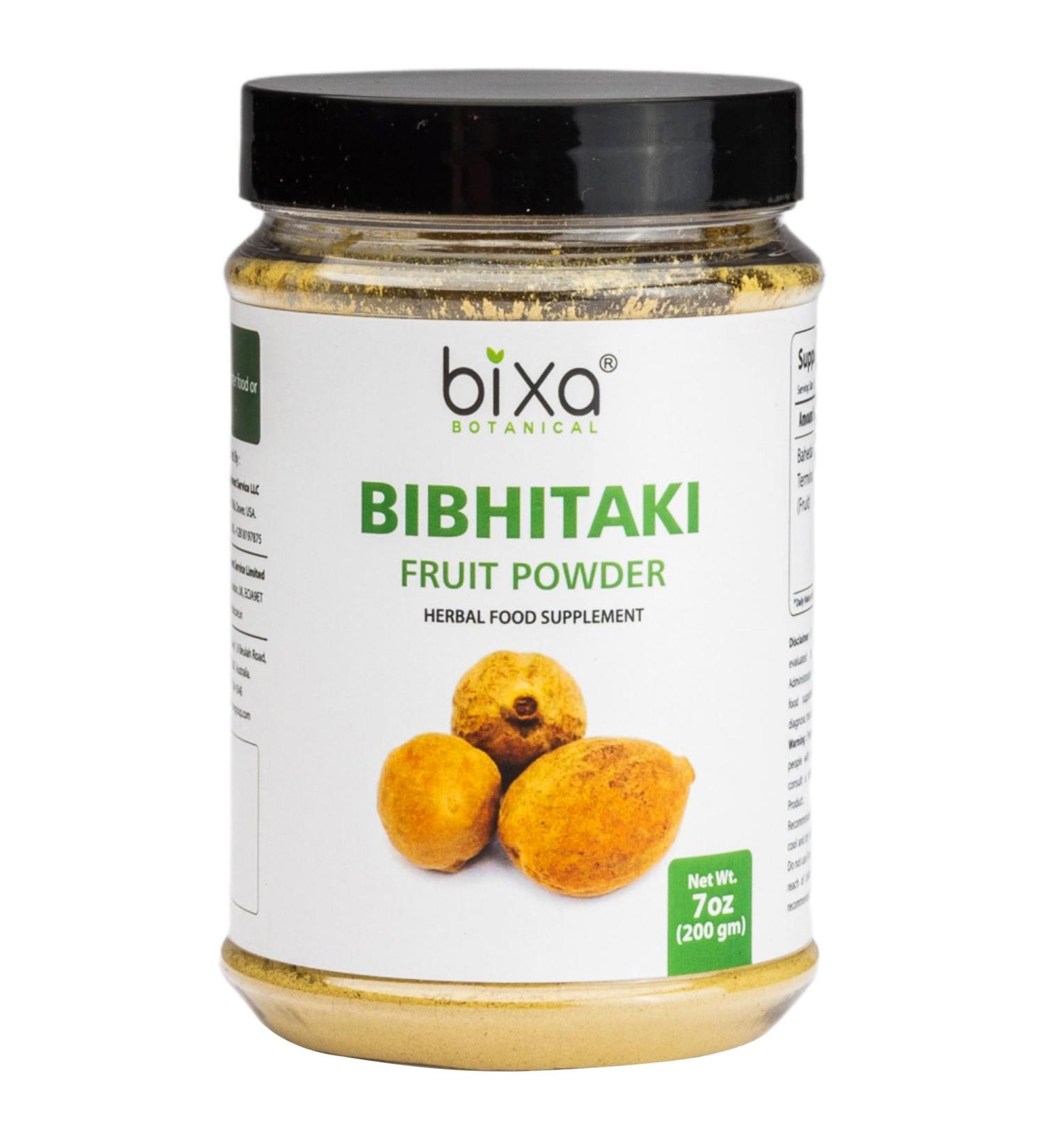 bixa BOTANICAL Bibhitaki Powder | Terminalia Belerica | Baheda Ayurvedic Herbal Supplement | 200 Grams / 7 OZ | Gluten Free, Non-GMO, Steam Treated, Vegan, 100% Pure 7 Ounce (Pack of 1) - Buy Online on GoSupps.com
