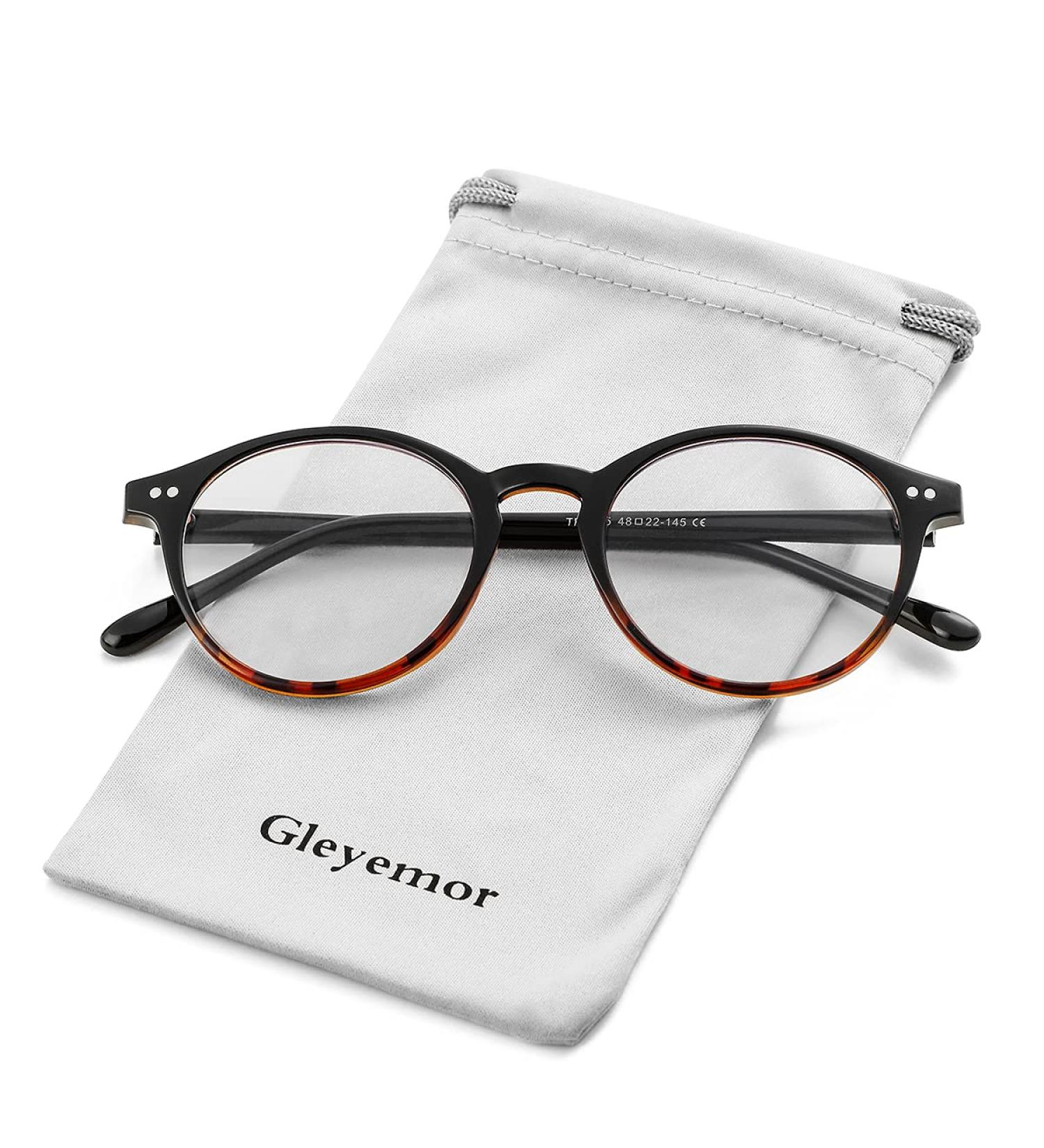 Gleyemor Vintage Round Frame Blue Light Glasses 48mm - Tortoise&Black - Buy Online on GoSupps.com