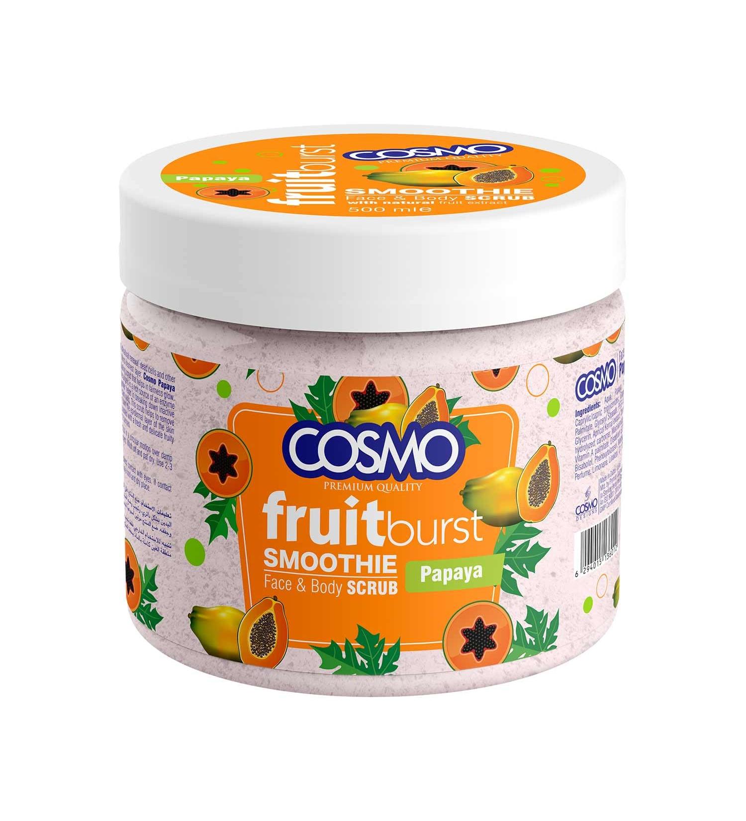 Cosmo Skin Care Premium Papaya Face & Body Scrub 500ml/16.9fl.oz Smoothie Refresh & Rejuvenate Exfoliating Facial Scrub Youthful Glow Daily Use Face & Body Wash All Skin Types For Men & Women - Buy Online on GoSupps.com