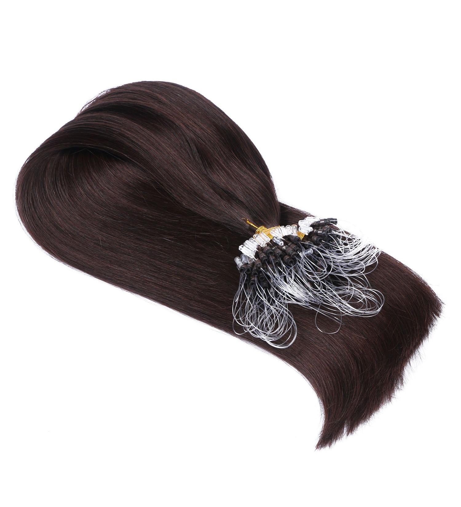 Micro Ring Hair Extensions #2 Dark Brown 50cm - 150 Strands 100% Remy Real Hair | Easy Application | Professional Quality - Buy Online on GoSupps.com