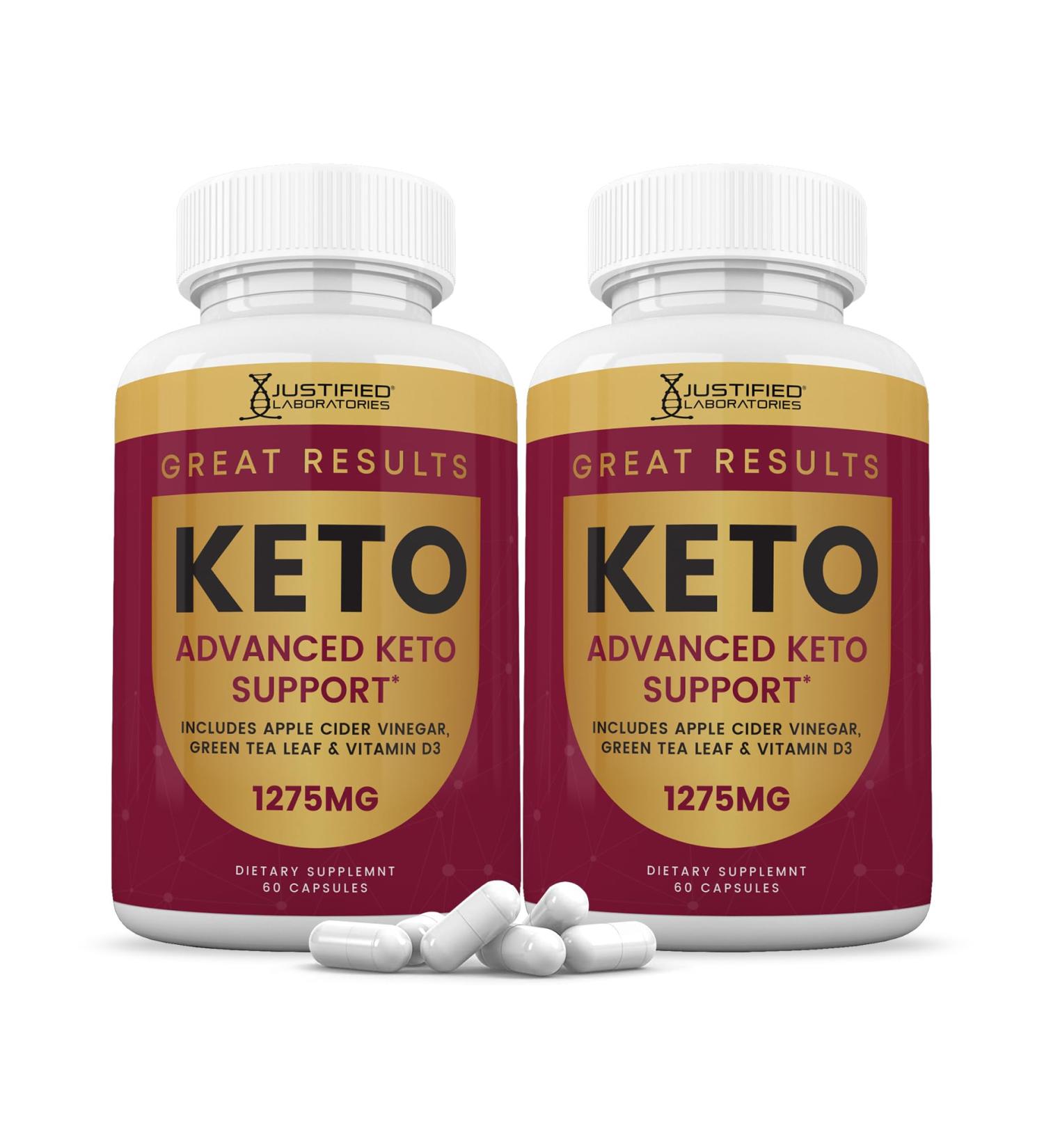 Justified Laboratories Great Results Keto ACV Pills 1275MG Formulated with Apple Cider Vinegar Keto Support Blend 60 Capsules (2 Bottles) - Buy Online on GoSupps.com