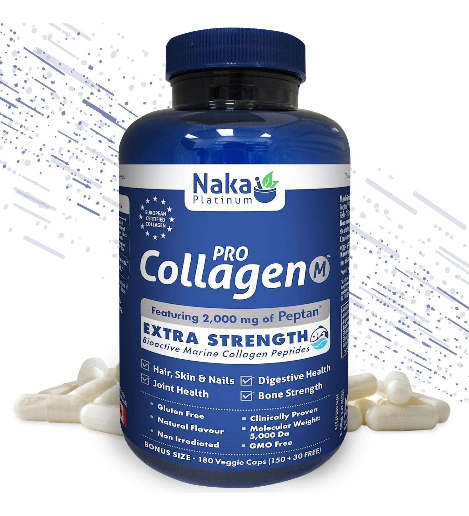 Naka Platinum Pro MARINE Collagen Super BONUS Size 180 Veggie Caps (150+30 FREE) Extra Strength Bioactive Marine Peptides. - Buy Online on GoSupps.com