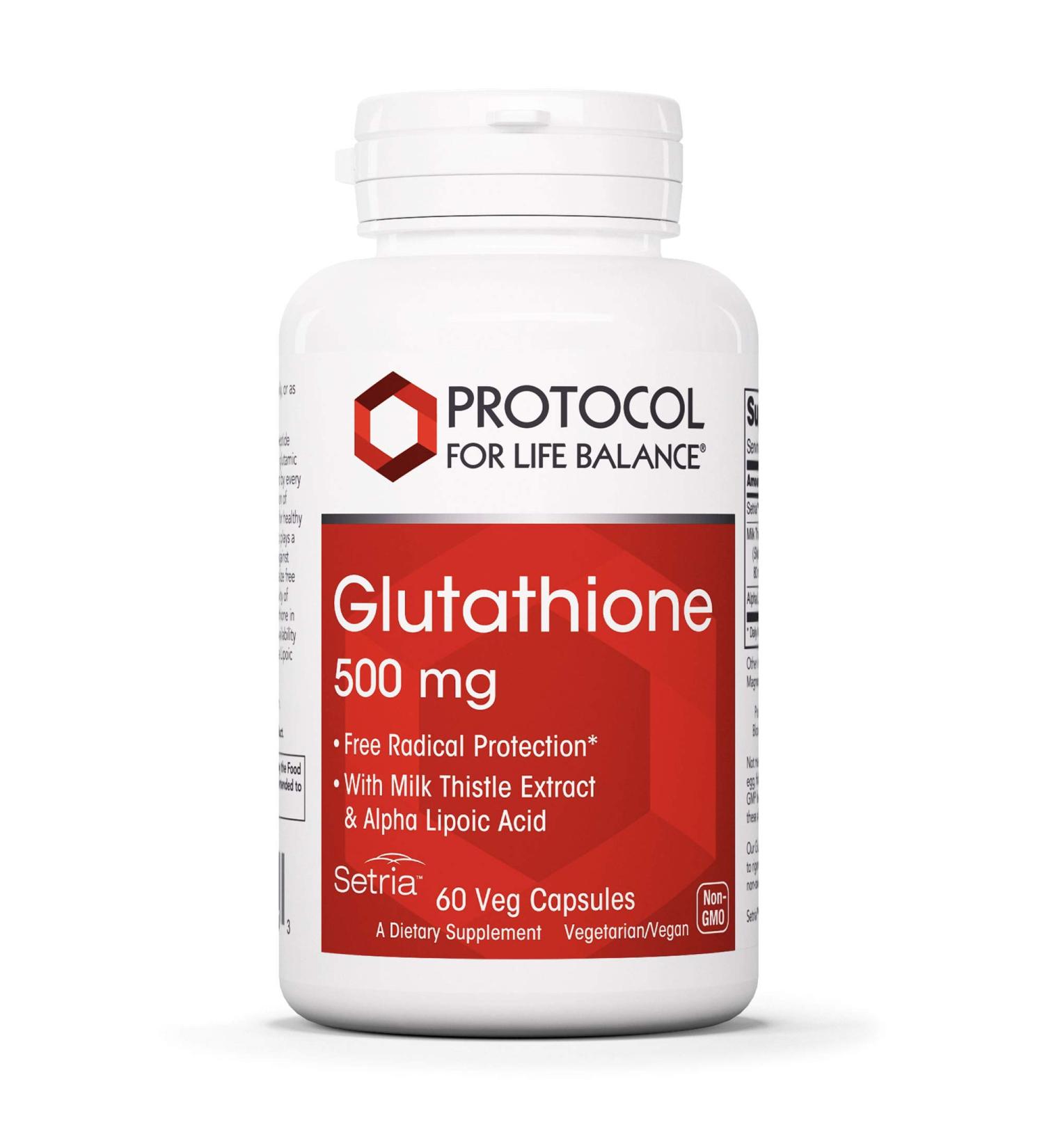 Protocol Glutathione 500mg with Milk Thistle and Alpha-Lipoic Acid - 60 Veg Caps - Buy Online on GoSupps.com