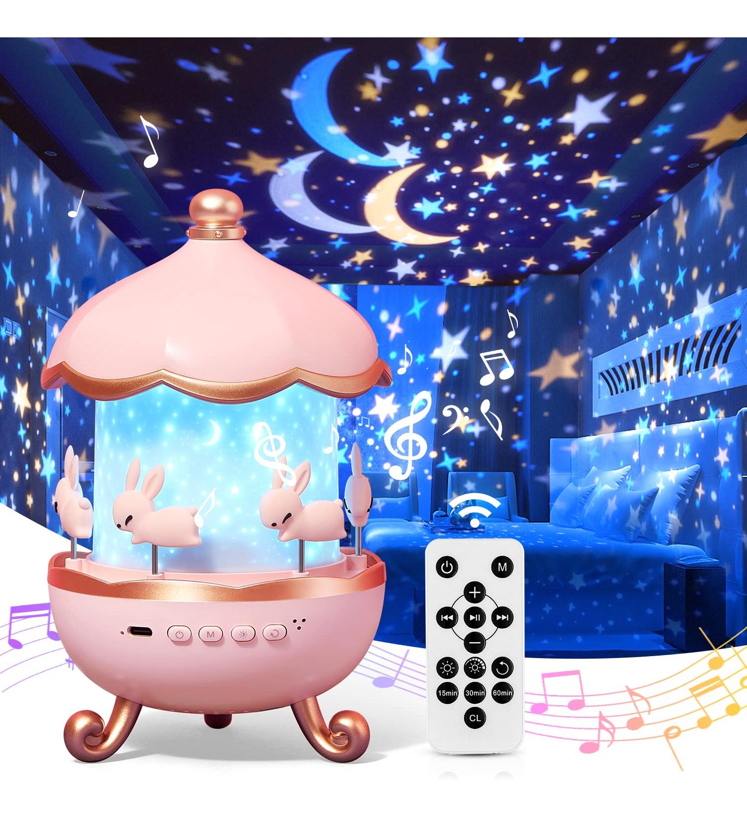 Kids Night Light Projector with 15 Films & 10 Soothing Sounds - Remote Controlled Baby Bedroom Decor & Christmas Gift - Kawaii Castle Theme - Buy Online on GoSupps.com