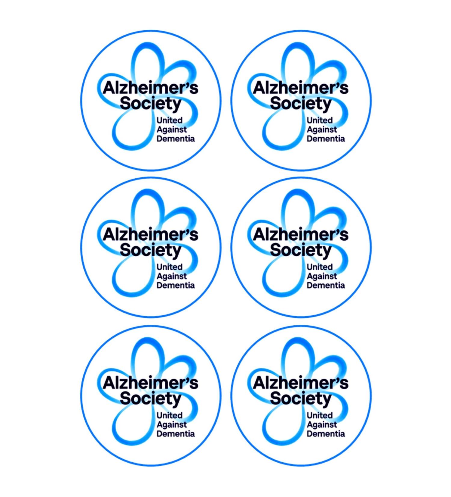 6 x Alzheimer's Society Edible Wafer or Icing Cupcake Topper Fun Charity Party Cake Decorations Perfect For Brownies Cookies Muffins & More! (Edible Wafer Card)
