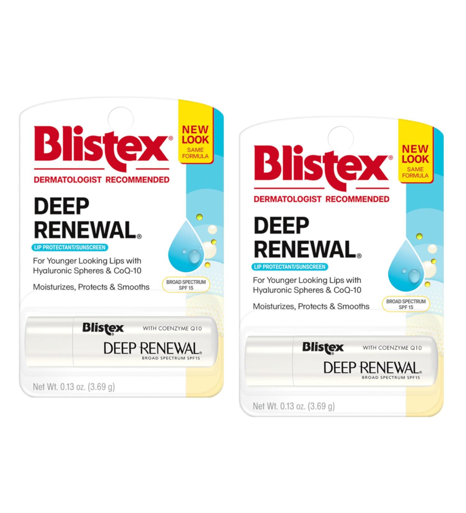 Blistex Deep Renewal Lip Protectant Sunscreen Balm 0.13 Ounces (3.69g) (Value Pack of 2) - Buy Online on GoSupps.com