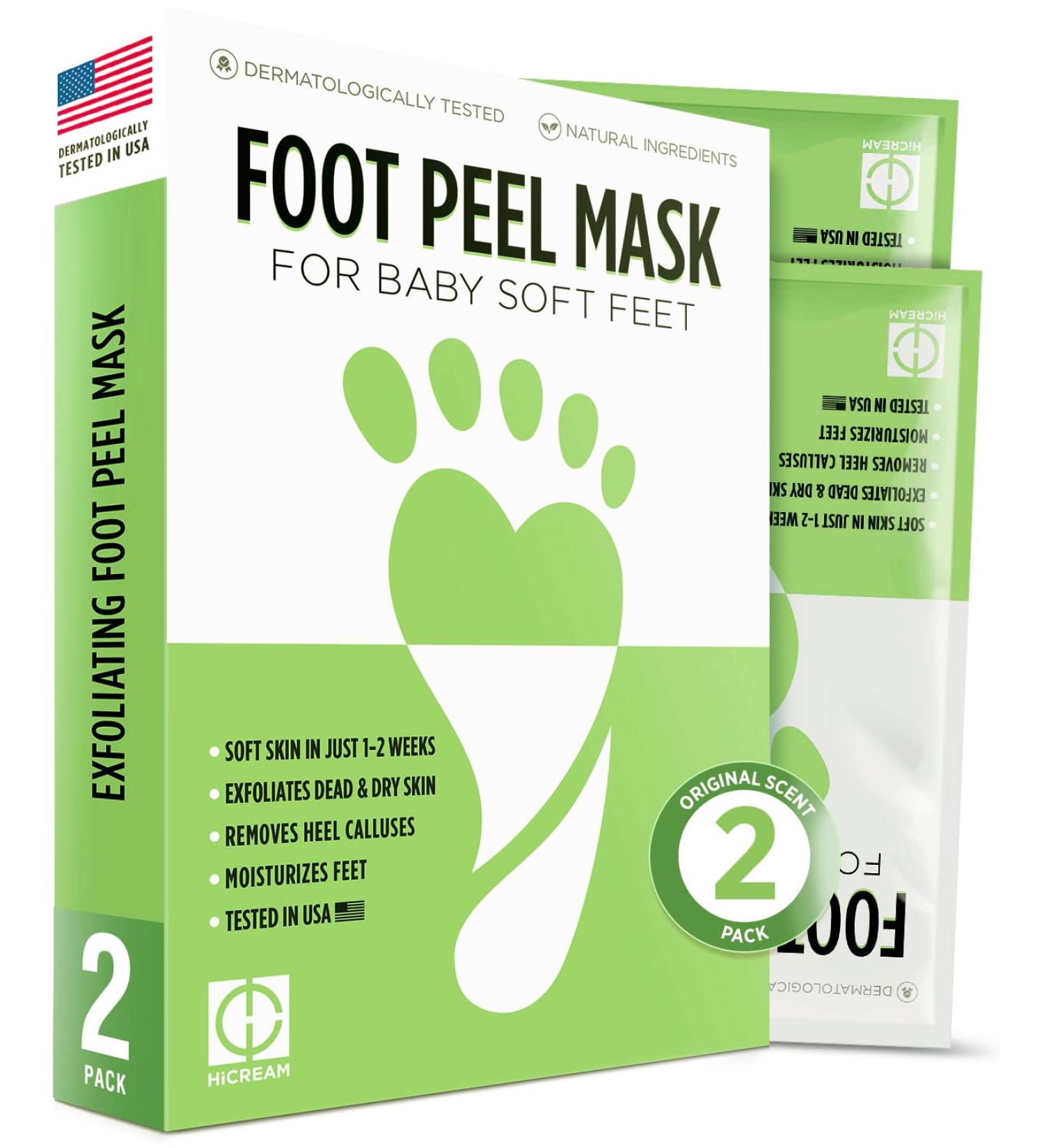 Hicream Foot Peel Mask- Exfoliating Foot Mask for Cracked Heels & Dead Skin - Removes Calluses & Repairs Rough Heels - 2 Pairs, Original Scent - 2 Count - Buy Online on GoSupps.com