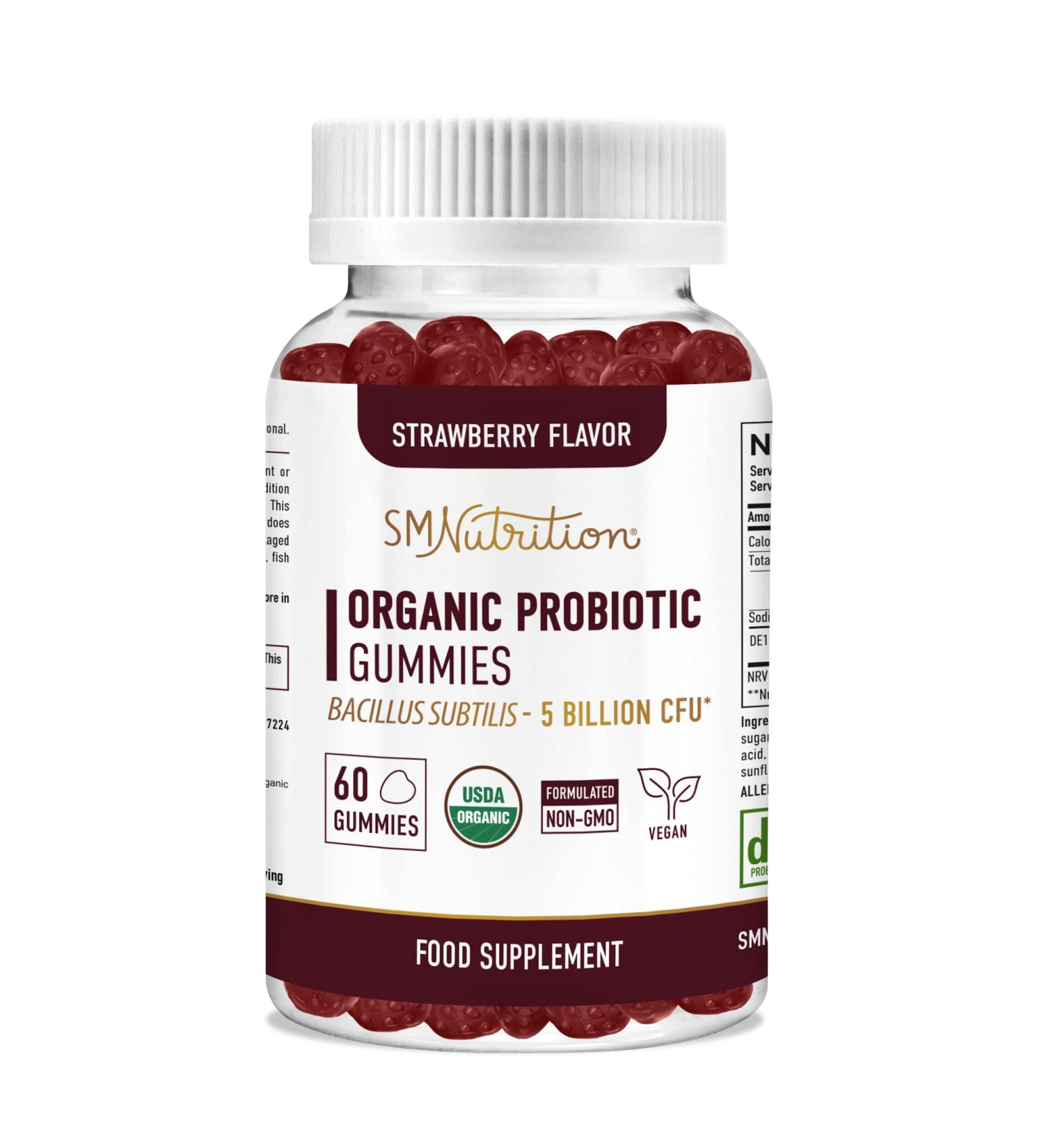 Adult Probiotic Gummies | 5 Billion CFU Digestive & Immune Support | Bacillus Subtilis Strain | Strawberry Flavor | 60 Gummies - Buy Online on GoSupps.com