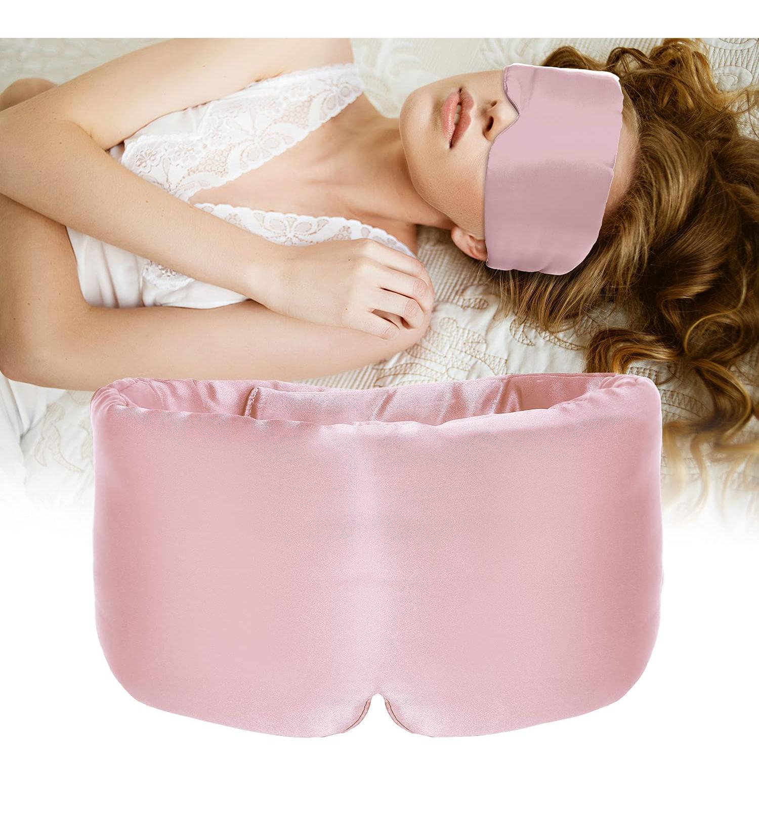 ATREEEBAG 100% Silk Sleeping Mask for Couples - Adjustable Night Eye Mask for Travel & Home - Skin-Friendly Large Wide Plum - Buy Online on GoSupps.com