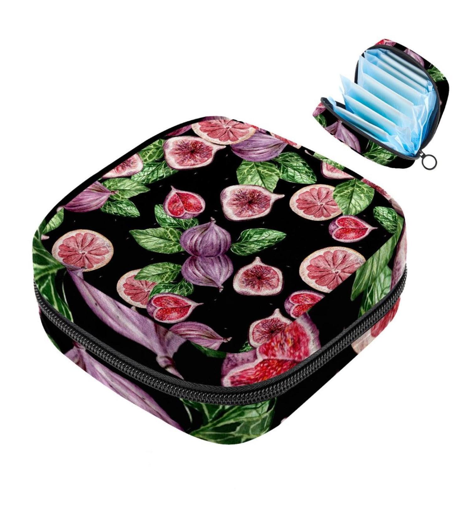 MUOOUM Sanitary Napkin Storage Bag - Fig Leaves Pattern Menstrual Cup Pouch for Feminine Hygiene - Multi-colored - Buy Online on GoSupps.com