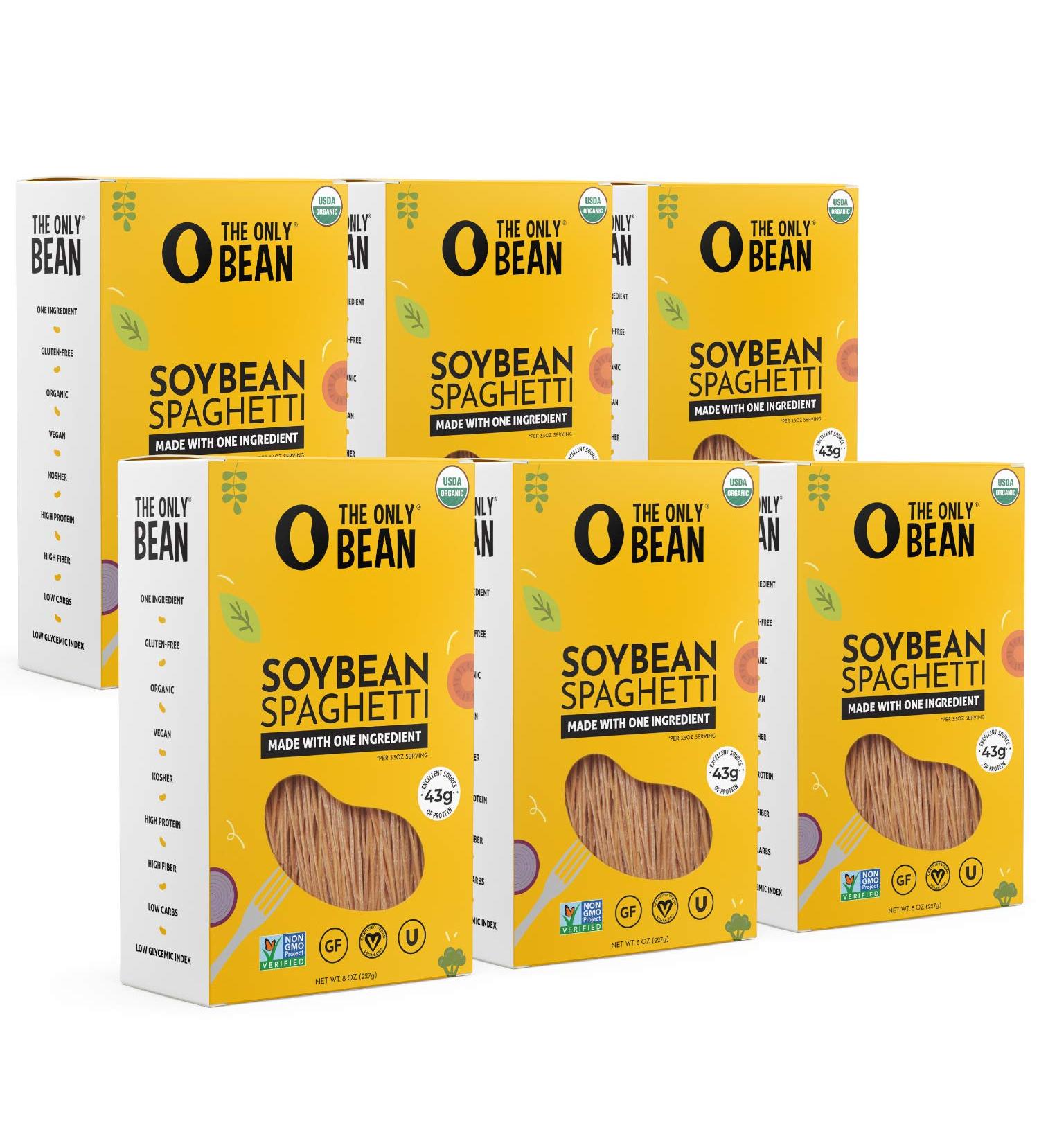 Organic Soy Bean Spaghetti Pasta - High Protein, Keto-Friendly, Gluten-Free, Vegan, Non-GMO, Kosher, Plant-Based Bean Noodles - 8 oz (6 Pack) - Buy Online on GoSupps.com
