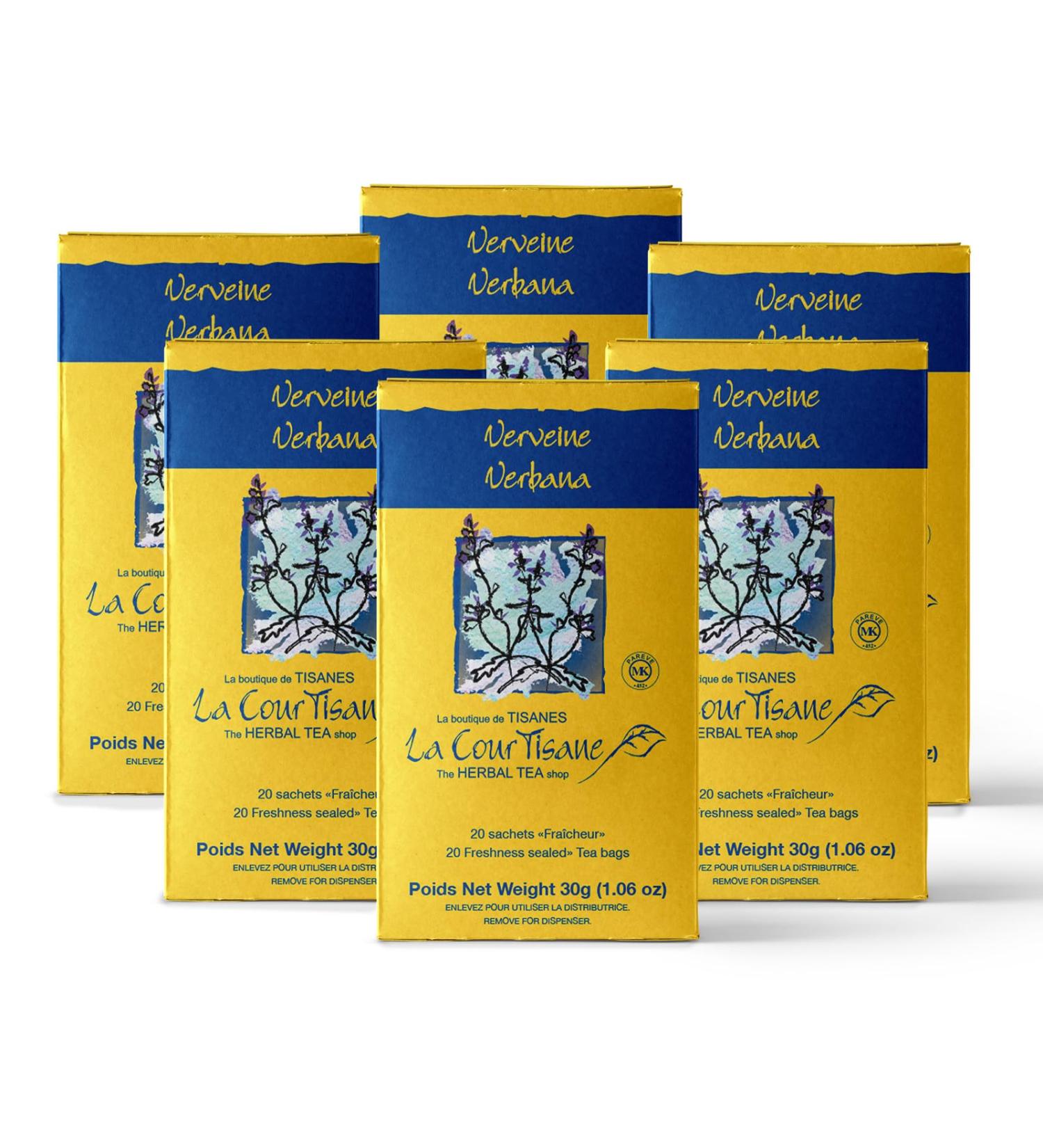 La Courtisane Verbena Herbal Tea Kosher Gluten-Free 6 Packs of 20 Teabags (120 Teabags Total) - Buy Online on GoSupps.com