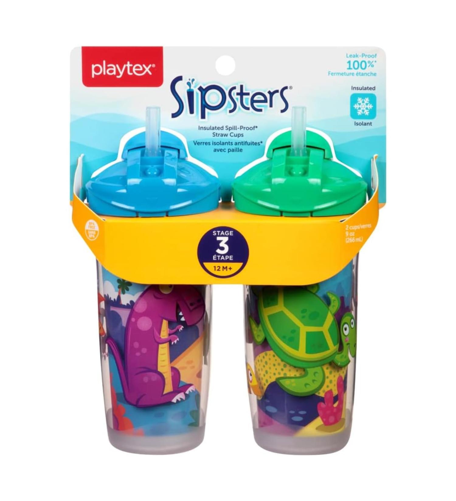 Playtex Baby Sipsters Spill-Proof Kids Straw Cups Stage 3 (12+ Months) Pack of 2 Cups (Styles May Vary) - Buy Online on GoSupps.com