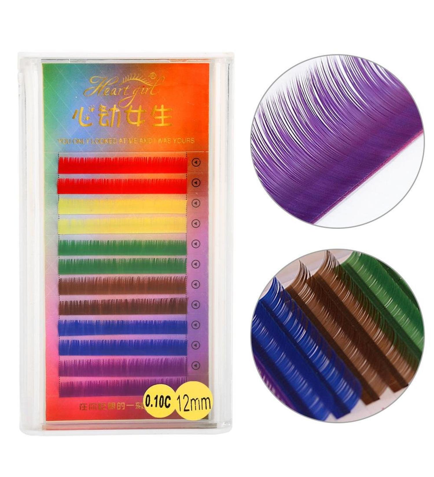 Rainbow Colorful False Eyelashes - Gradient Individual Eyelash Extensions (12mm) for Stunning Looks | Shop Internationally - Buy Online on GoSupps.com