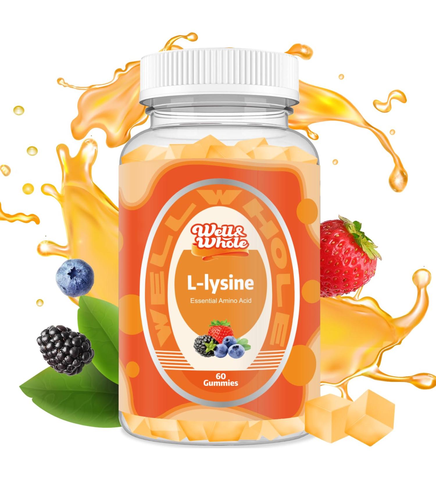 Buy Well&Whole L-Lysine 500mg Gummies - Vegan Amino Acid Supplement for Gum & Lip Health - Non-GMO Gluten-Free - 60 Count - Buy Online on GoSupps.com