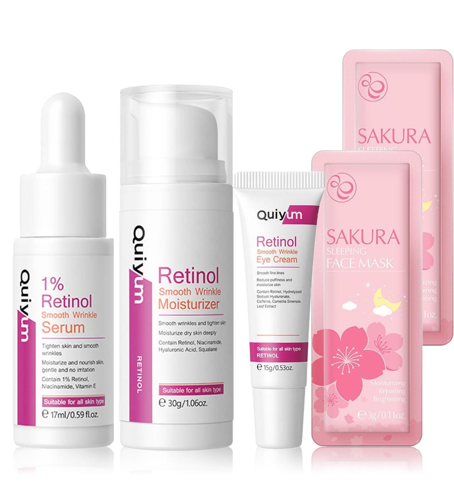 Shop Retinol Serum Skincare Set | Anti-Aging Face Care Kit for Women | Hydrating Moisturizer Eye Cream & Mask | International Shipping Available - Buy Online on GoSupps.com