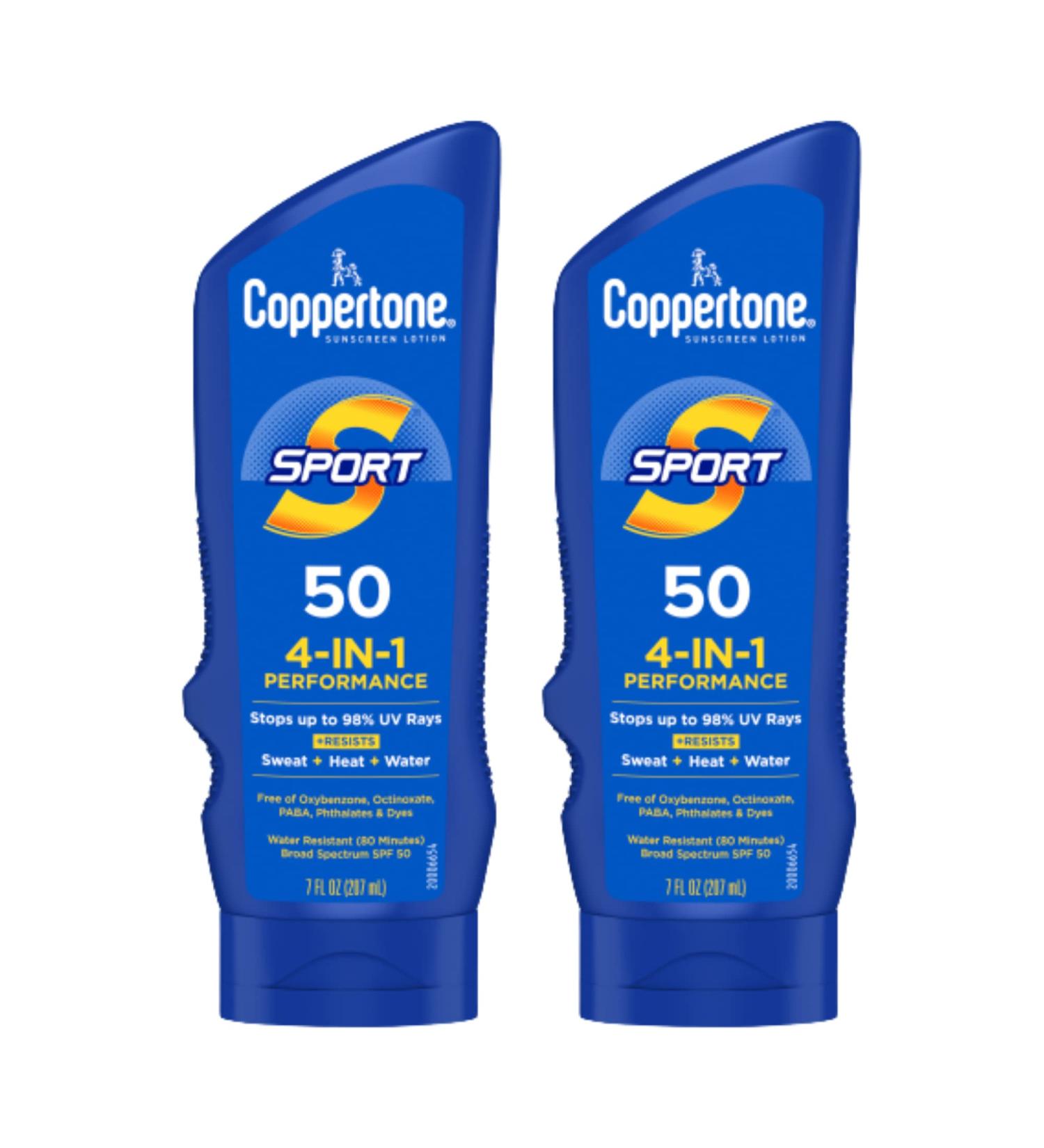 Coppertone SPORT Sunscreen Lotion SPF 50 - Water Resistant Broad Spectrum Pack 7 Fl Oz Bottle (2 Pack) - Buy Online on GoSupps.com