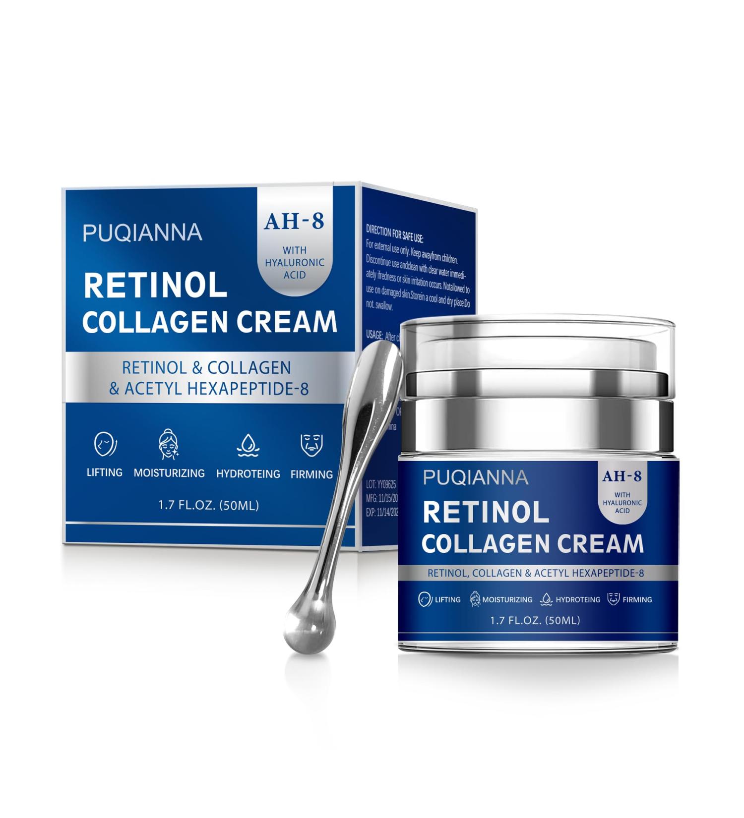 PUQIANNA Blue Firming Neck Cream with Retinol & Peptide - Intense Anti-Wrinkle Cream for Women Tightening Face & Neck Moisturizer with Collagen & Hyaluronic Acid Daily Lifting Treatment - Buy Online on GoSupps.com
