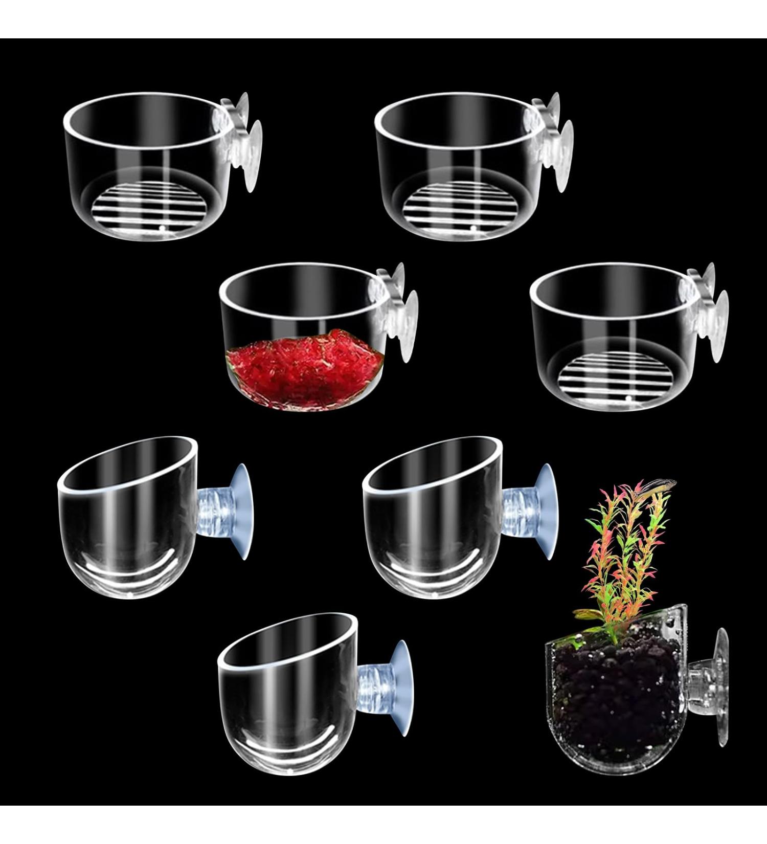 Vueinrg 8-Piece Aquarium Plant Pot Set - Decorative Glass Cups with Suction Cups for Shrimp Landscape Decor - Buy Online on GoSupps.com