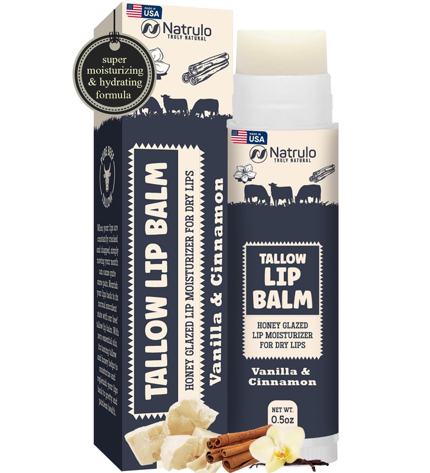 Beef Tallow Lip Balm | Natural Hydrating Chapstick | Grass-Fed Bison Tallow Moisturizer | Soothes Chapped Lips & Sensitive Skin | Made in the USA - Buy Online on GoSupps.com