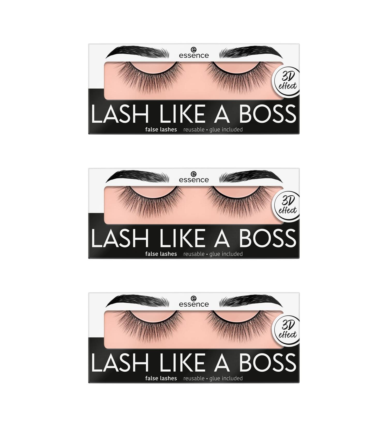 Essence Lash Like a Boss No. 03 - Vegan False Lashes | Extensive Volume & Long-Lasting | 3 Pack of Defined Black Artificial Eyelashes - Buy Online on GoSupps.com