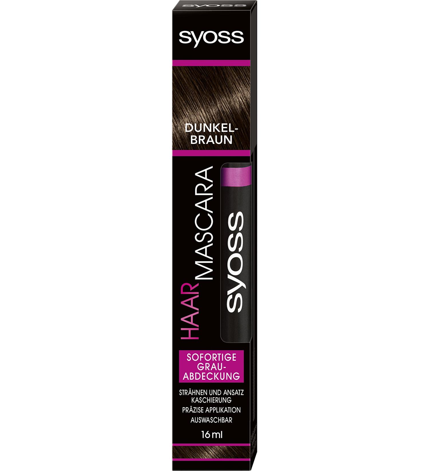 SYOSS Hair Mascara Dark Brown 16ml - Instant Grey Coverage - Buy Online on GoSupps.com