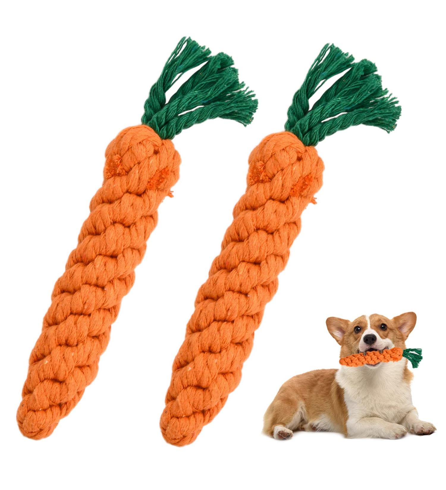 Vesaneae 2 Pack Dog Toys - Interactive Carrot & Rope Toys for Small to Medium Dogs | Tooth Cleaning & Puppy Play - Buy Online on GoSupps.com