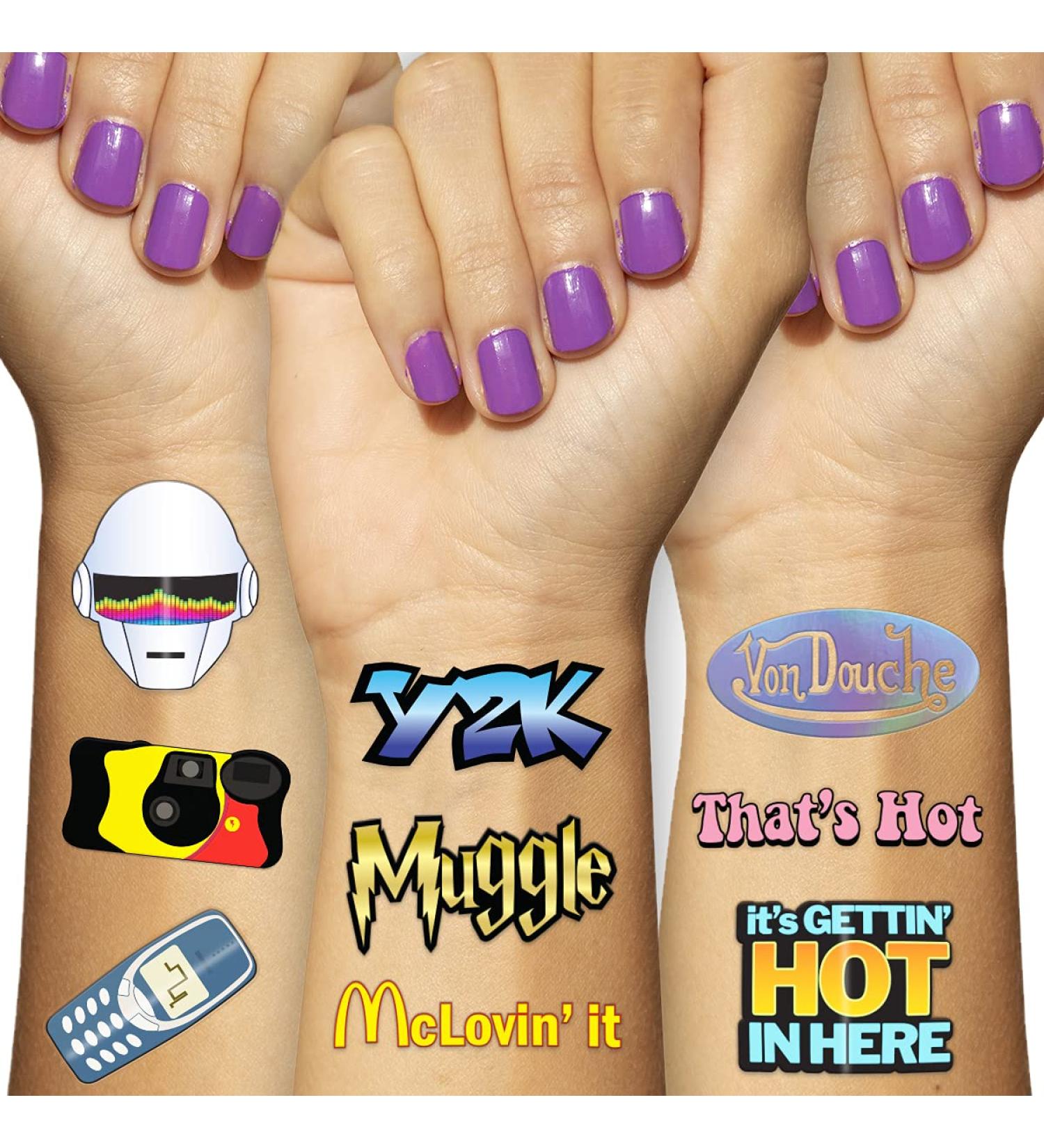 Throwback 2000s and 1990s Theme Temporary Tattoos - Fun Party Decoration and Favors - Buy Online on GoSupps.com