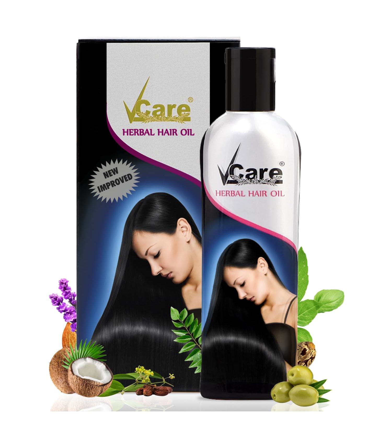 VCare 13+ Herbal Hair Oil With Coconut Castor Almond Olive Jojoba Holy basil Lavender Curry leaf oils for Men and Women | Ideal For All Type Hair Growth - Buy Online on GoSupps.com