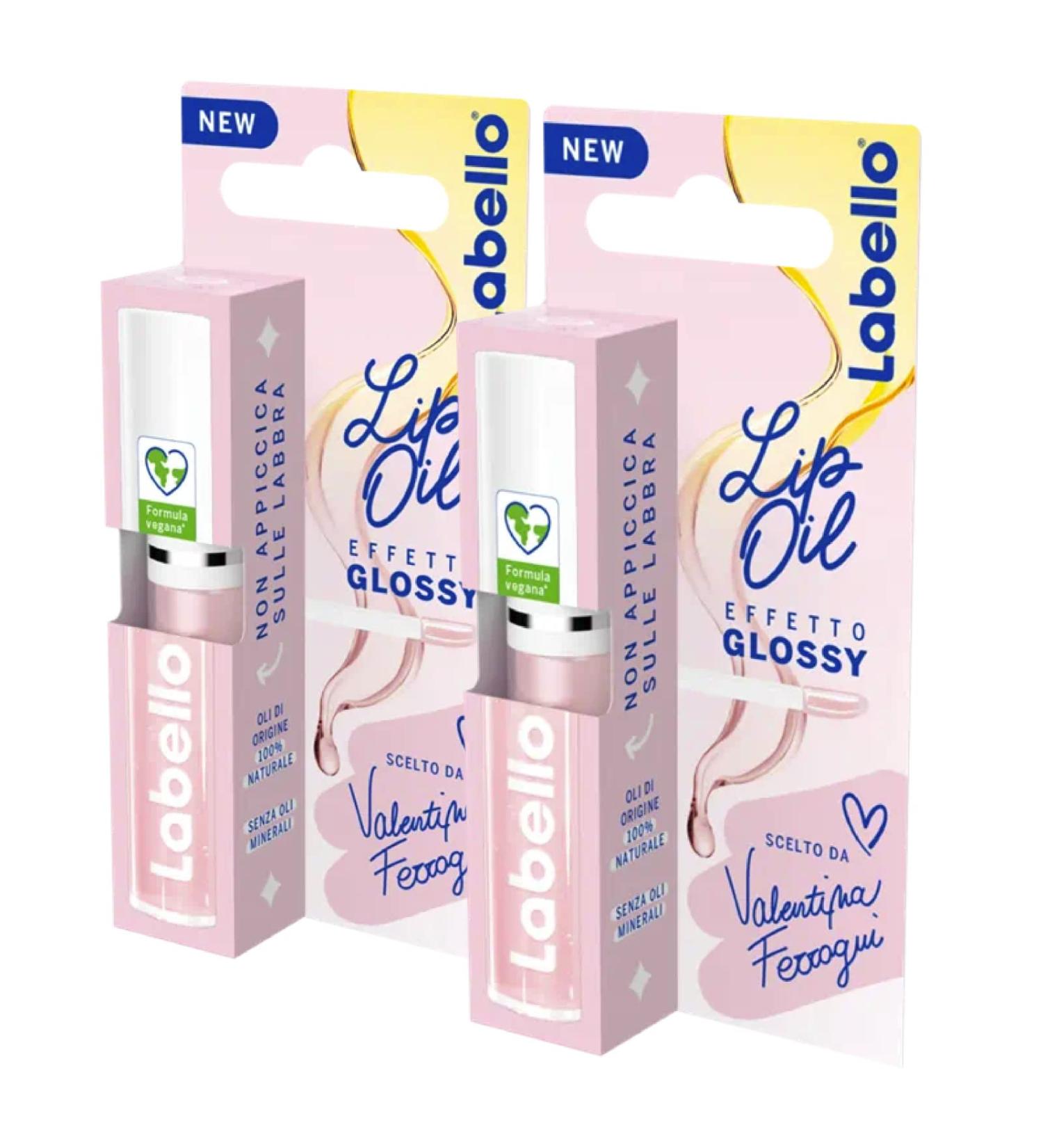 Labello Labello Lip Oil Glossy Effect Glossy Lip Color Glossy Lip Gloss with 100% Natural Vegan Formula 2 Sticks