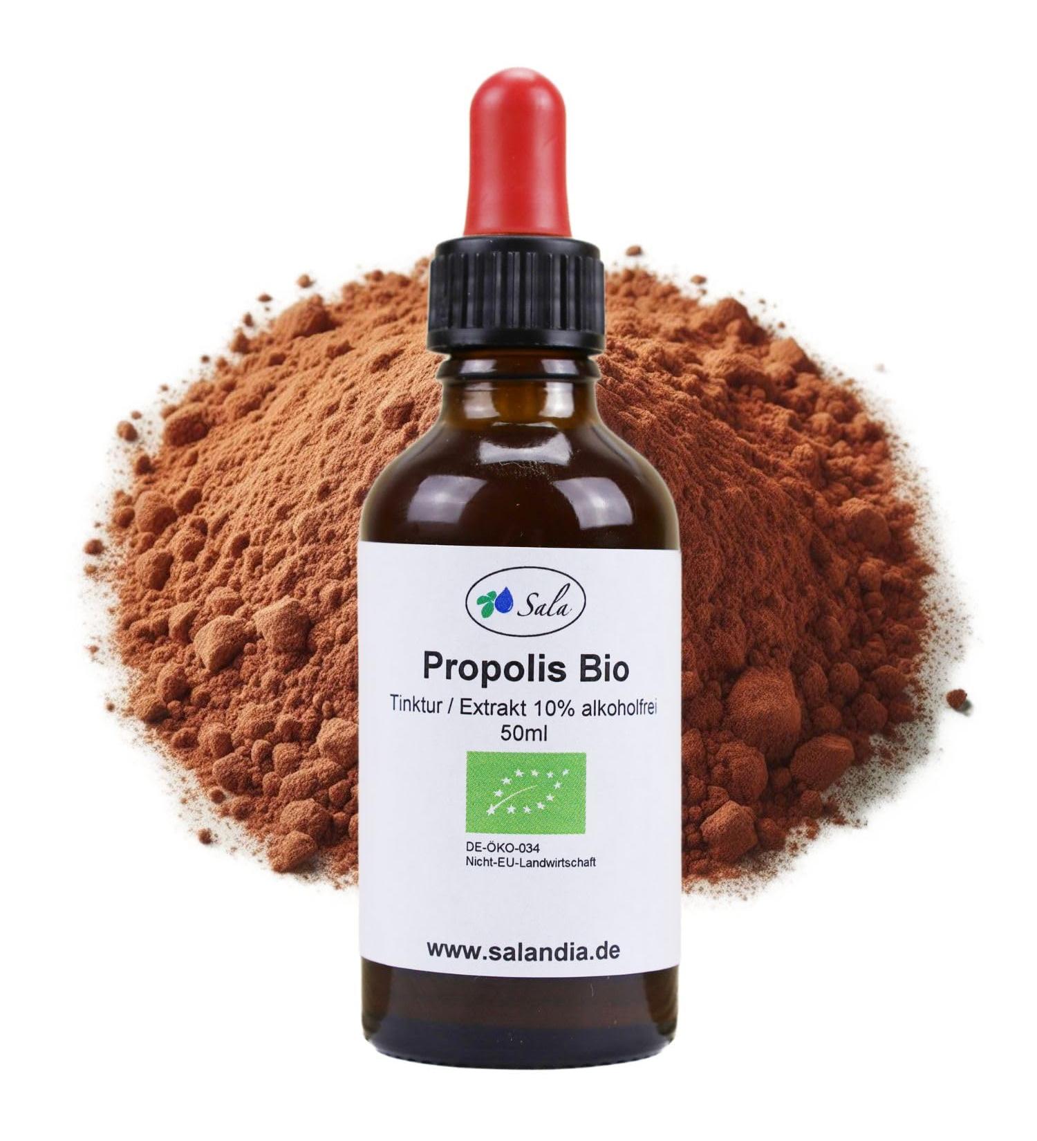 Sala Propolis Solution 10% Organic Alcohol-Free Extract - Suitable for Children and Animals - 50ml Pipette