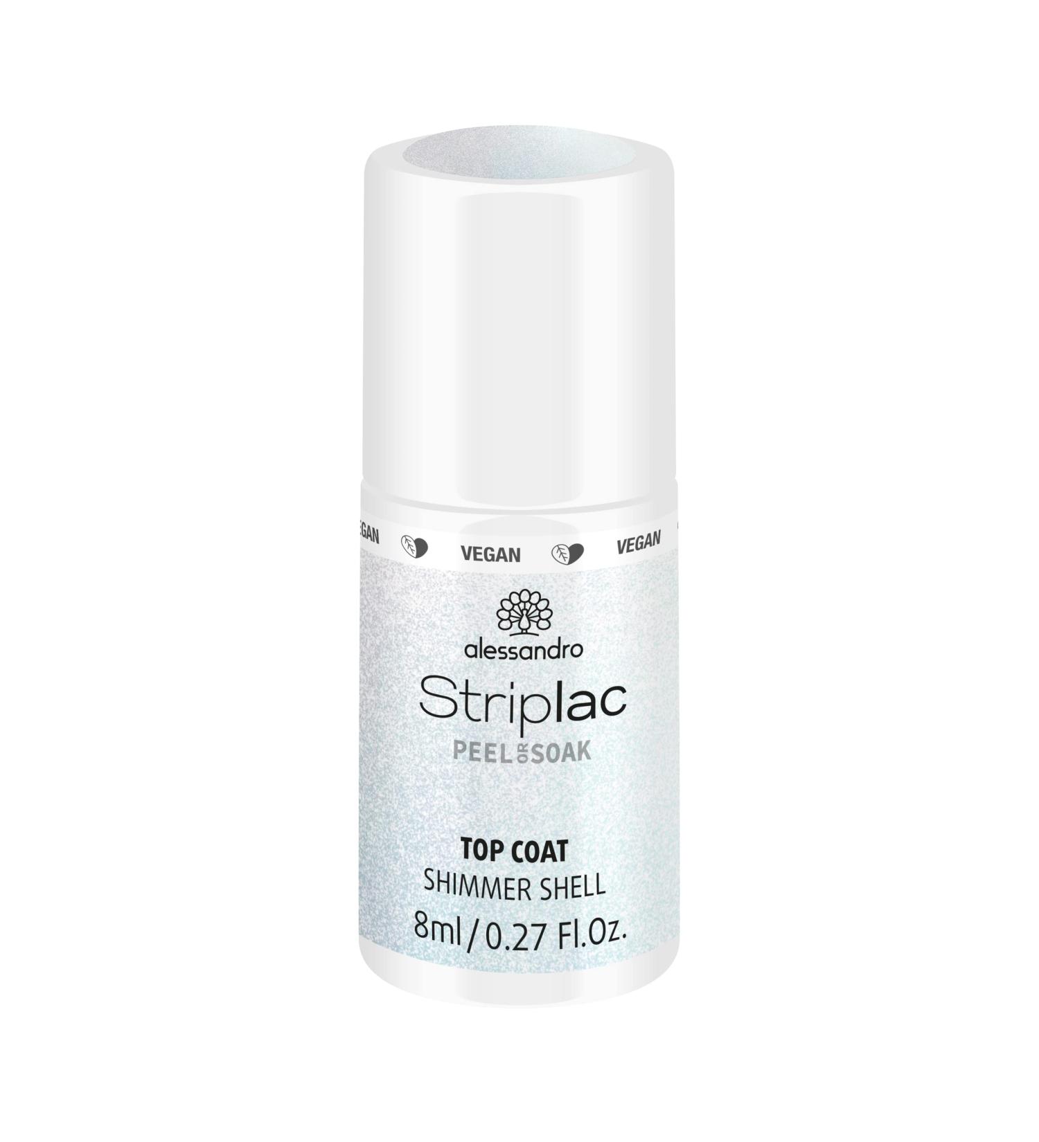 Alessandro Striplac Top Coat Shimmer Shell - UV overlack for brilliant gloss & mother -of -pearl effect - quick -drying and protective - vegan and animal test -free - 8 ml shimmer shel 8 ml (1 Pack)