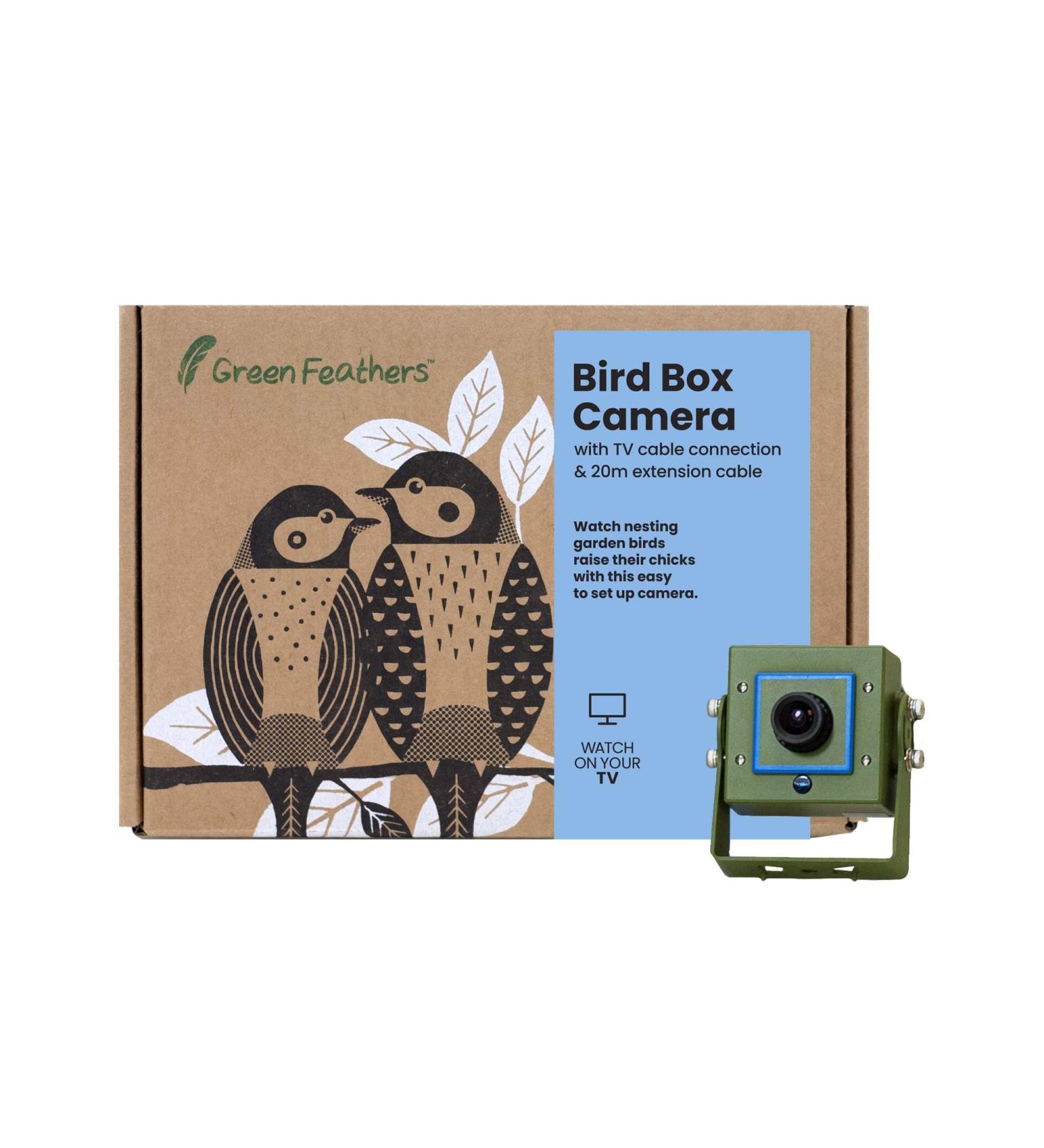 Green Feathers Wildlife 700TVL Outdoor Bird Box Camera with Night Vision and 20m Extension Cable - Buy Online on GoSupps.com