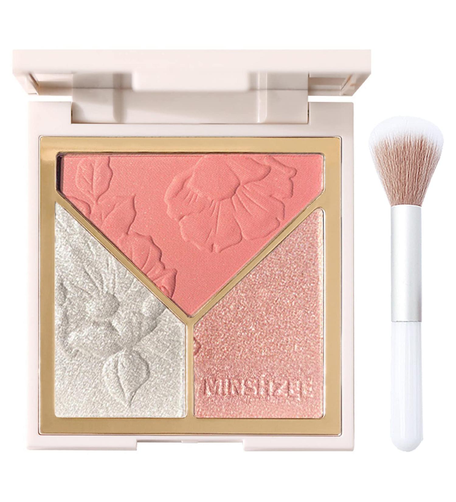 3-in-1 Blush Highlighter Contour Palette - Long-Lasting Matte Blush Glow for Women - Sweat-Resistant Make Up Powder - Natural Look (Color 2) - Buy Online on GoSupps.com