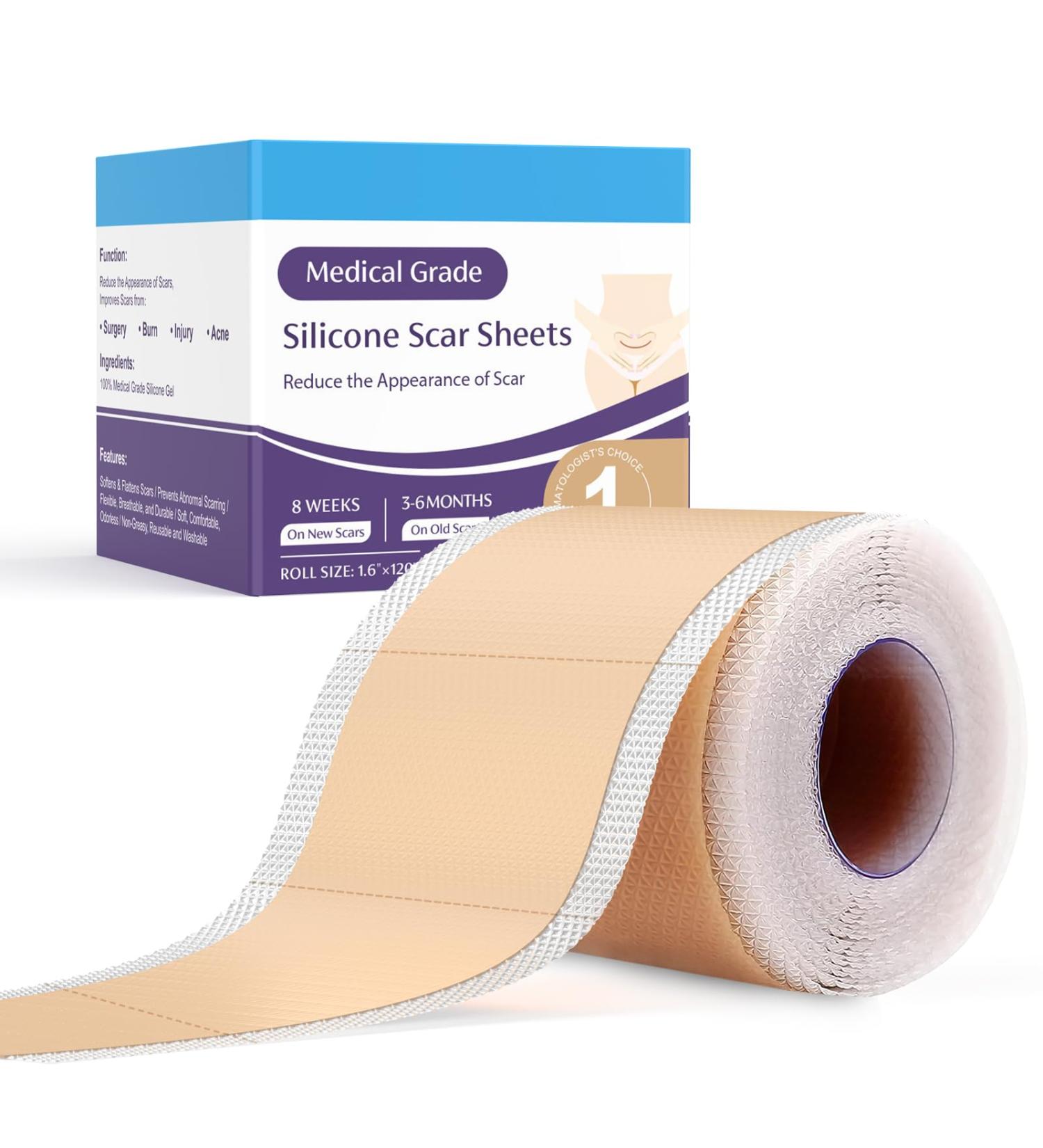 Skiennix Silicone Scar Sheets 1.6 x 120 Roll-3M | Medical Grade Reusable Scar Tape for Surgical Scars, Keloids, C-Sections | Painless Scar Treatment - Buy Online on GoSupps.com