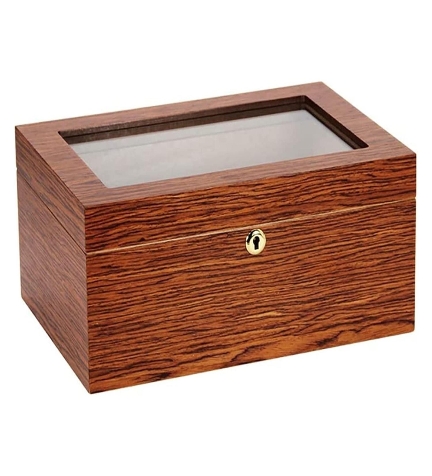 Cigar Boxs Cigar Case Cigar Box Desktop Cigar Humidor Case Glasstop Cigar Storage Box Cherry Finish with Hygrometer and Humidifier Holds 50 Cigars - Buy Online on GoSupps.com