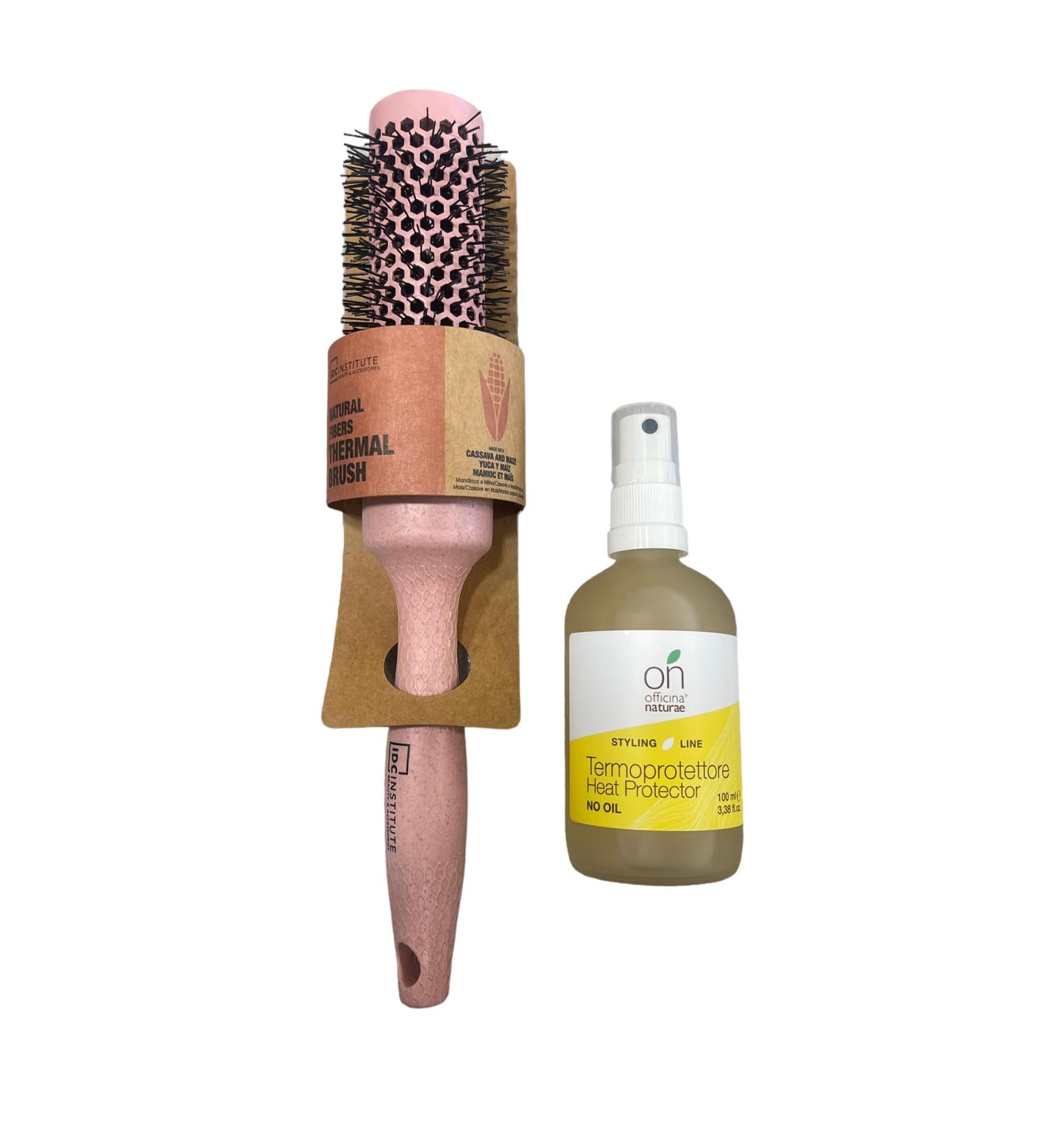 Set Officina Naturae Thermoprotector No Oil protects moisturizes 100 ml + IDC INSTITUTE Eco Bio Thermal Brush Pink 100% biodegradable - Buy Online on GoSupps.com