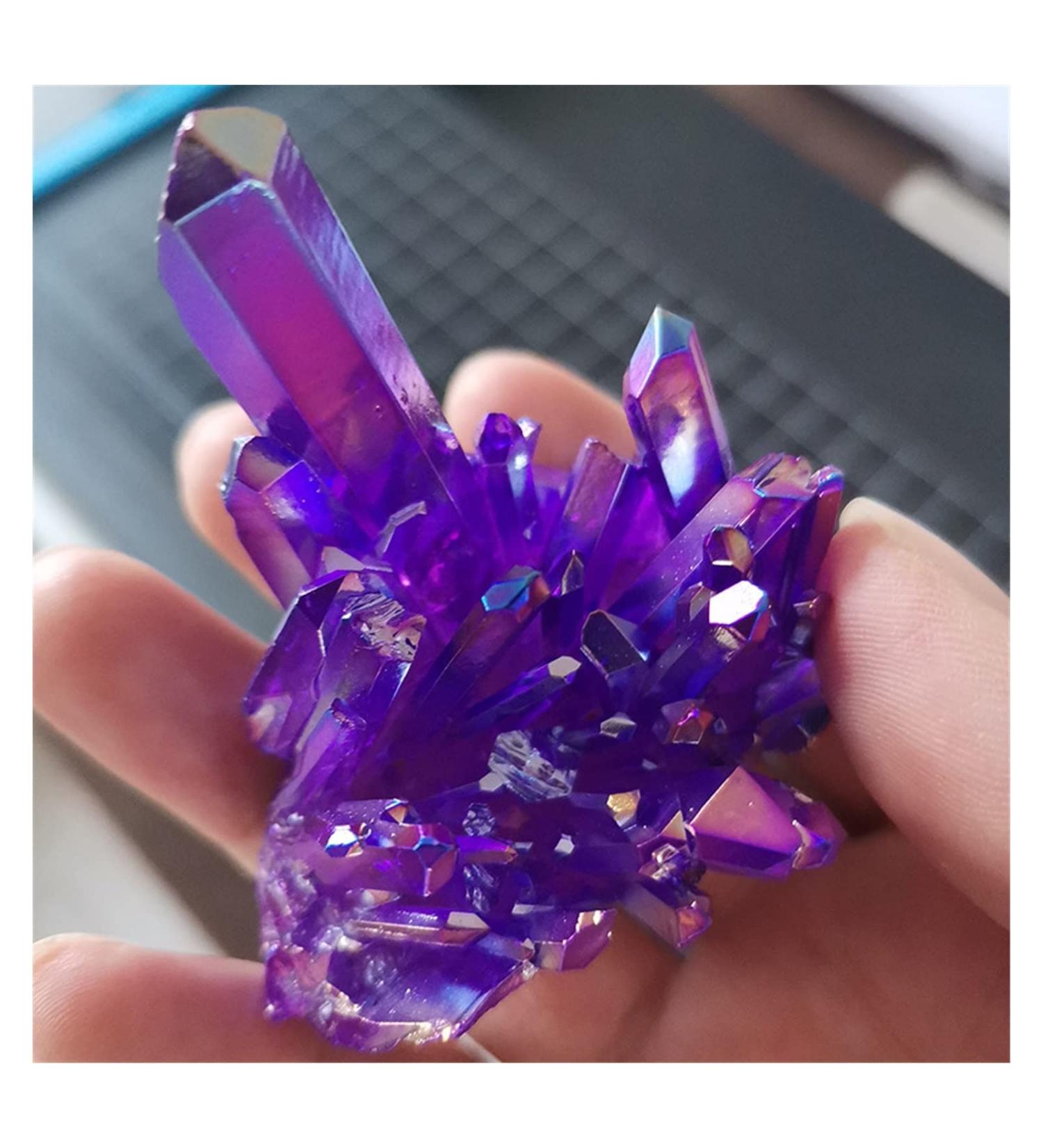 Natural Quartz Colour Crystal Cluster Specimen Display Decoration Electroplated Amethyst Stone Decor 1pcs (Color : Electroplate Cluster Size : 100-120g) 100-120g Electroplate Cluster - Buy Online on GoSupps.com