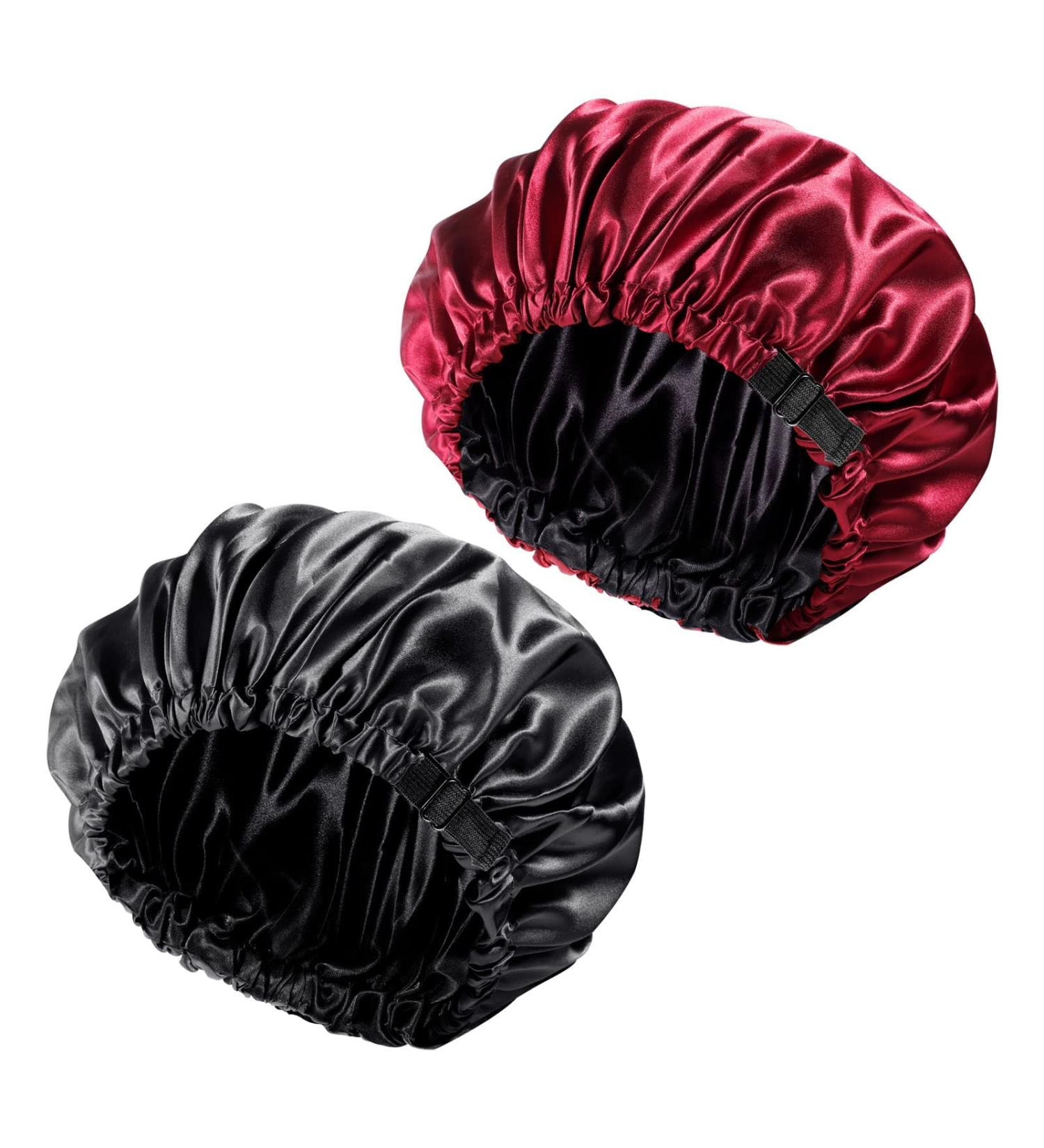 Adjustable Silk Bonnet Set - Double Sided Satin Sleep Caps for Women, Protects Curly and Natural Hair, 36cm, 2 Pieces - Buy Online on GoSupps.com